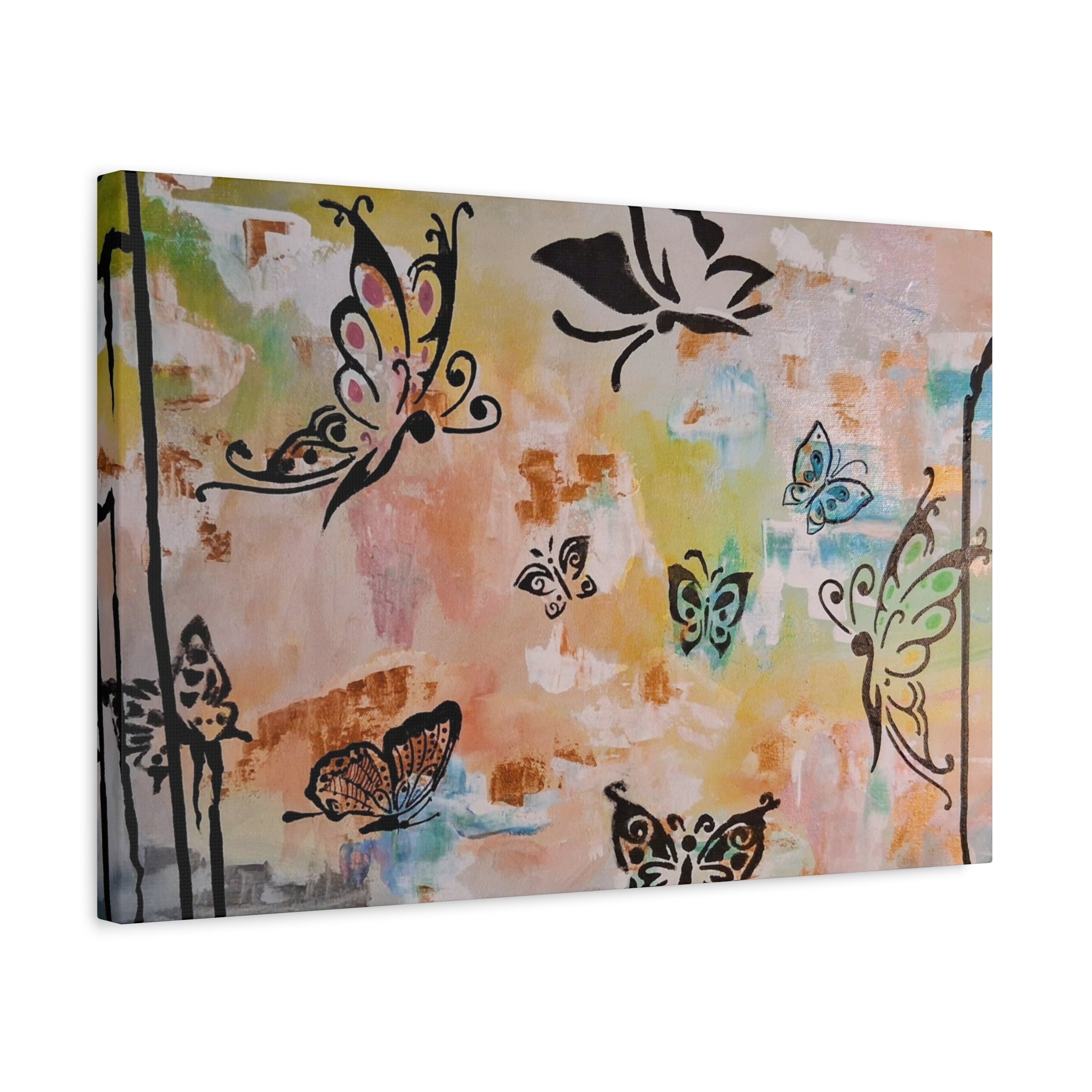 GUARDIANS OF THE FLOWERS - Butterfly Abstract Matte Canvas Wall Art – Stretched 1.25"Deep