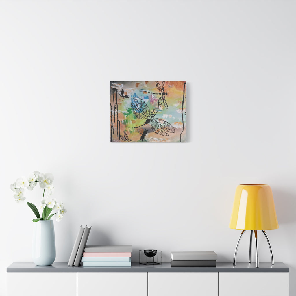 Dragonfly Wall Art Canvas — Colorful Boho Stretched Canvas Print
