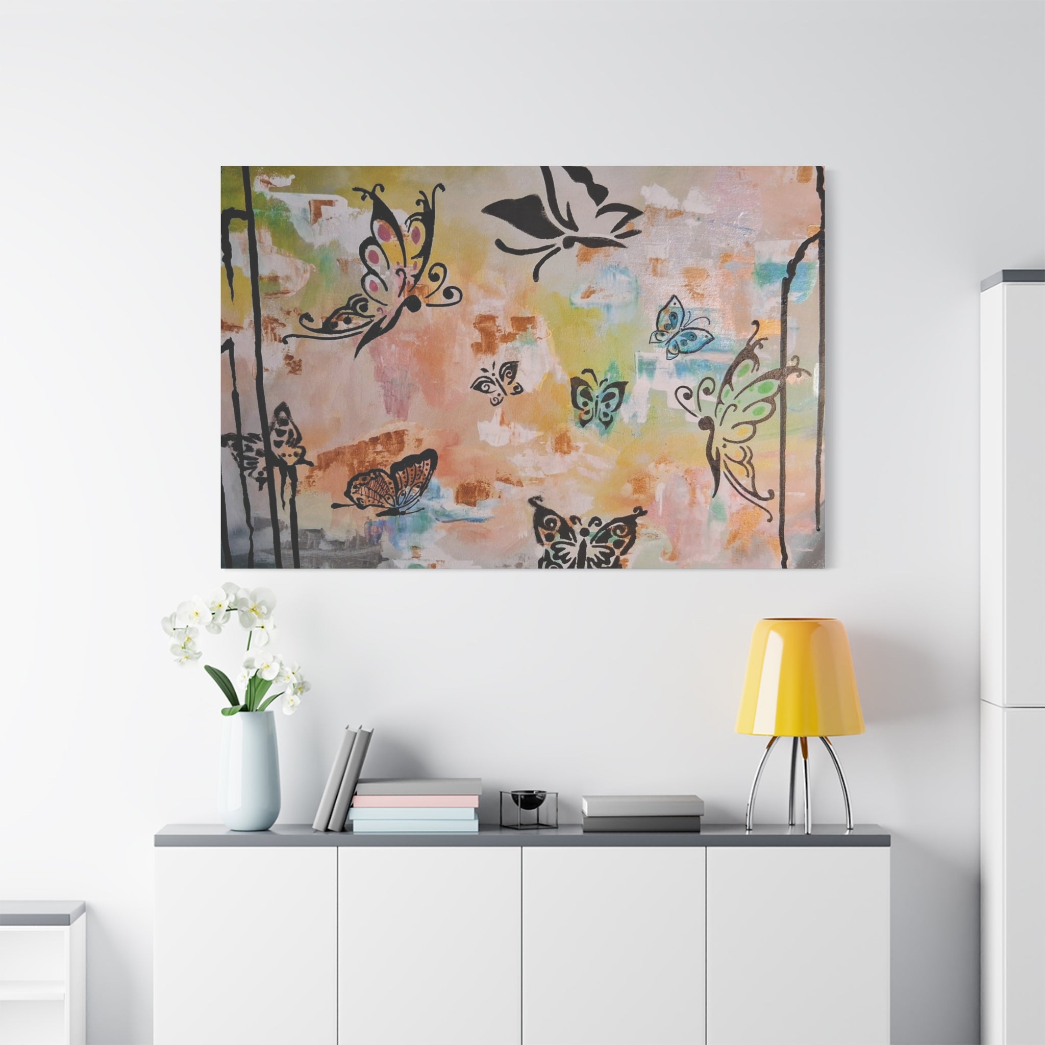 GUARDIANS OF THE FLOWERS - Butterfly Abstract Matte Canvas Wall Art – Stretched 1.25"Deep