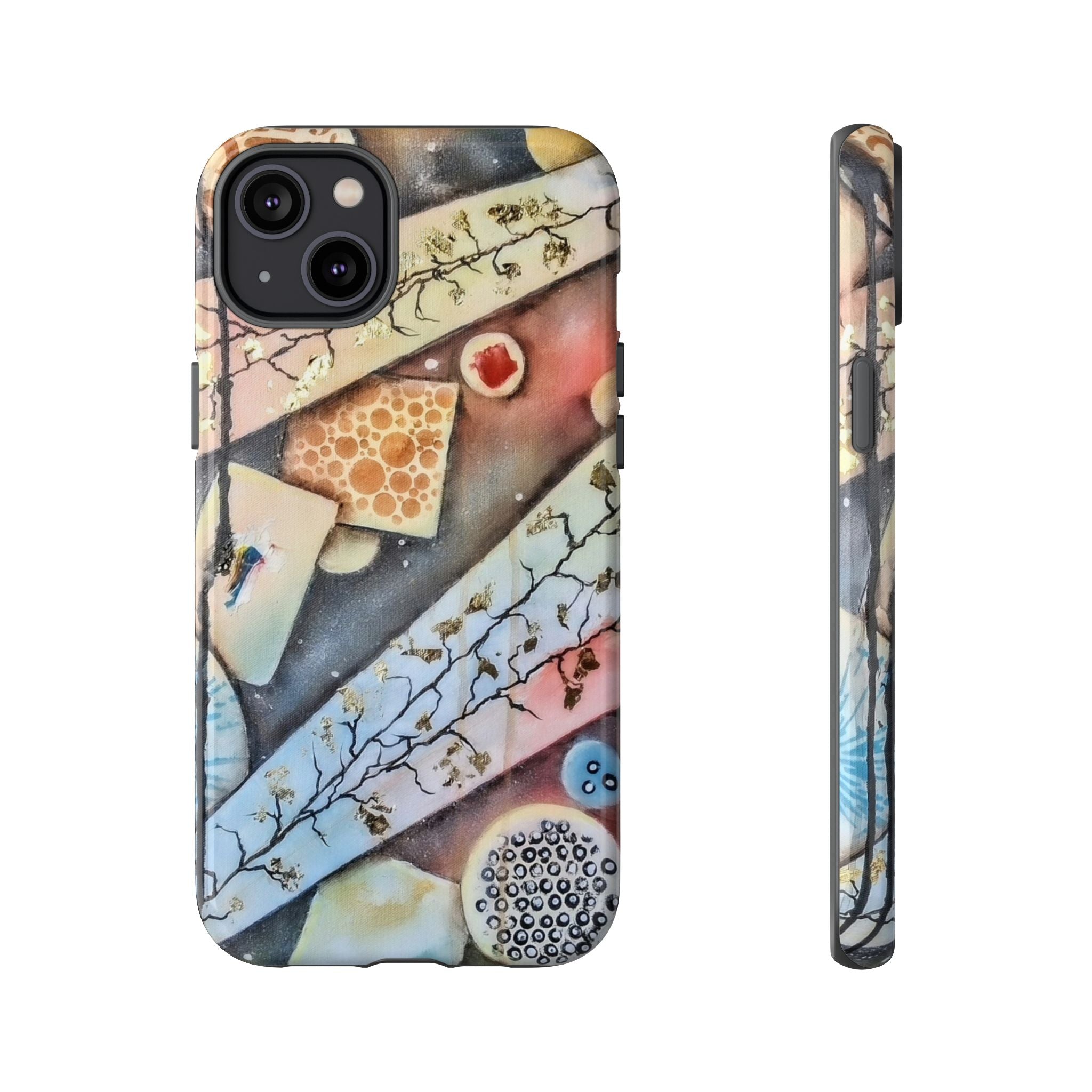 GOLDEN CARTOGRAPHY OF THE UNSEEN - Artistic Botanical Phone Case – Watercolor Nature Pattern Tough Case
