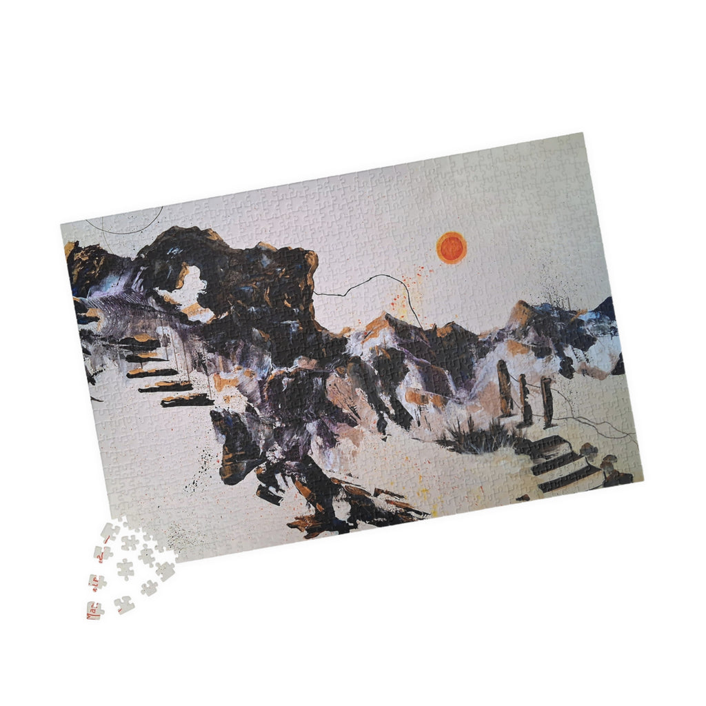 Mountain Ink Art Puzzle — Scenic Abstract Landscape Jigsaw (110–1014 pcs)