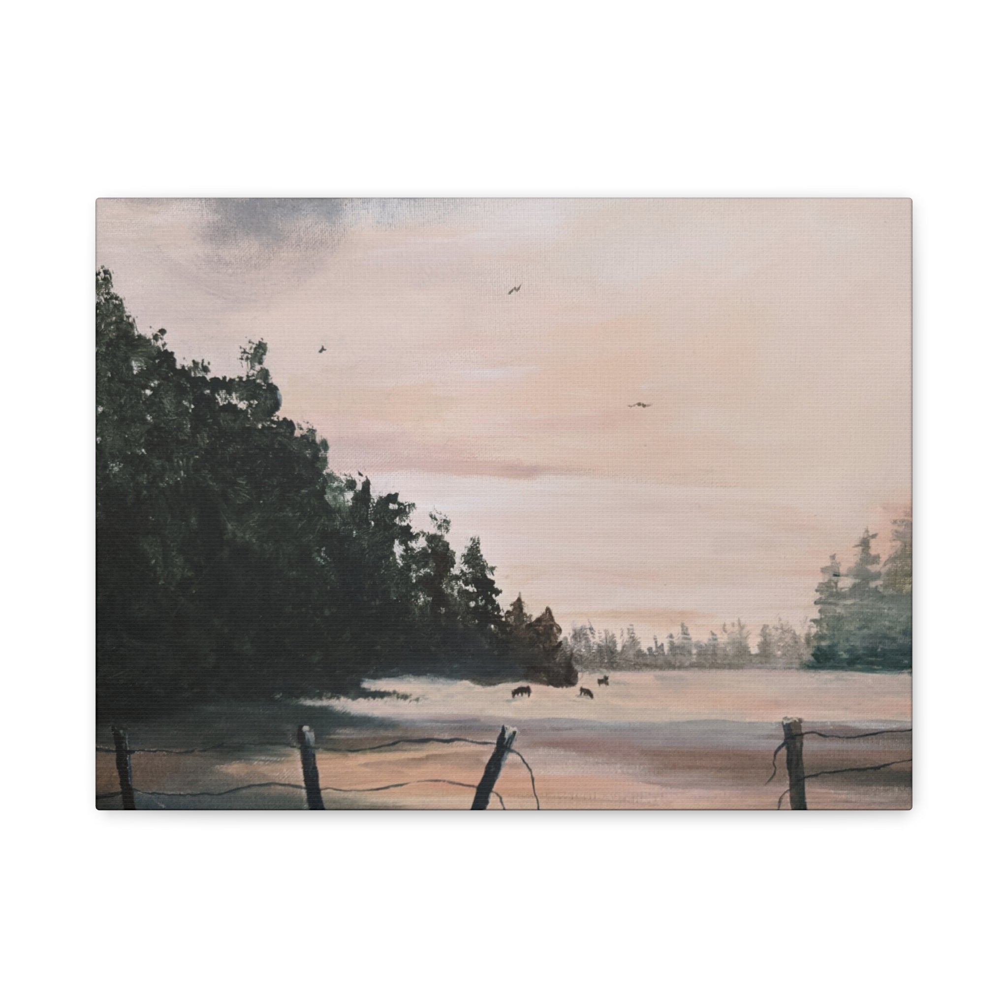 EARLY MORNING IN MONTANA -  Landscape Matte Canvas Print — Serene Forest Wall Art