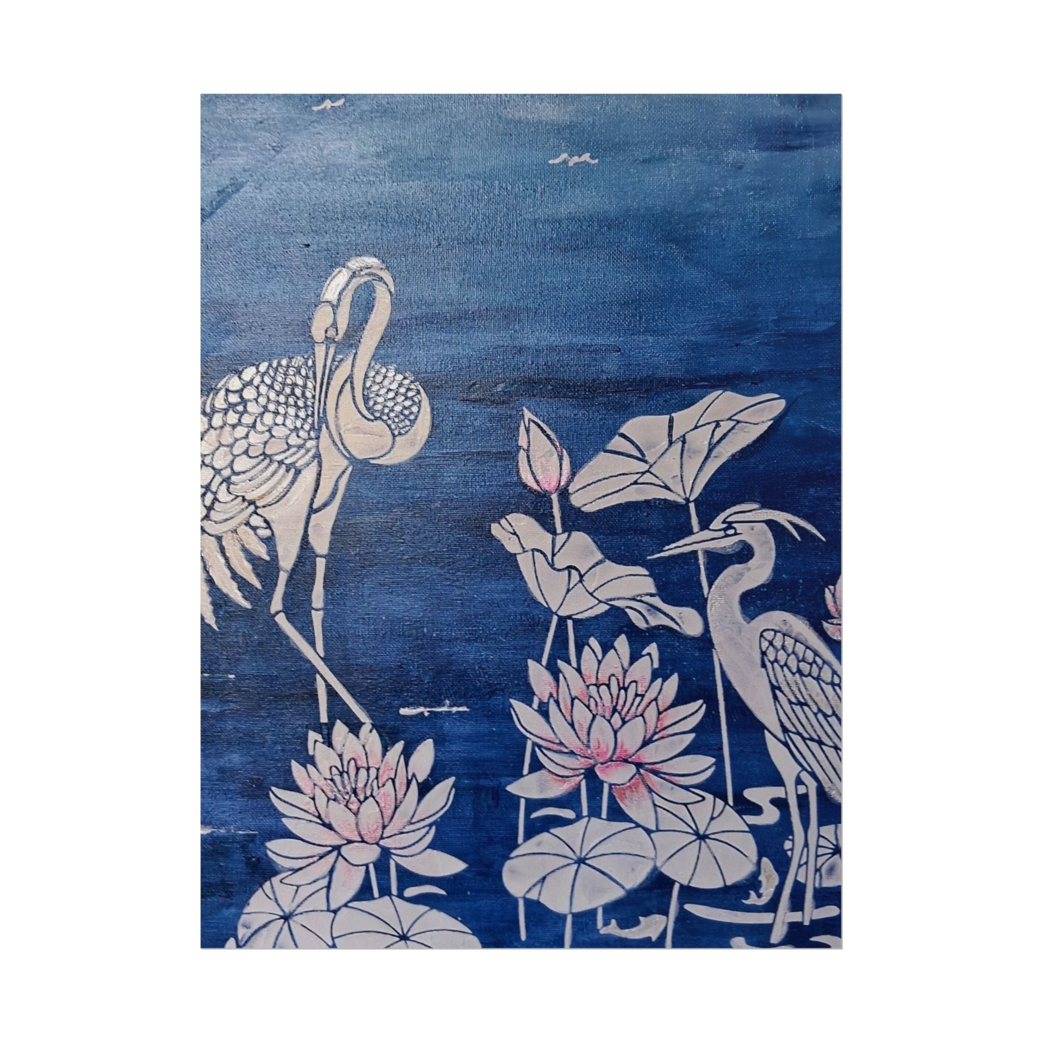 WATER LILLY SONOTA - Lotus & Heron Botanical Poster