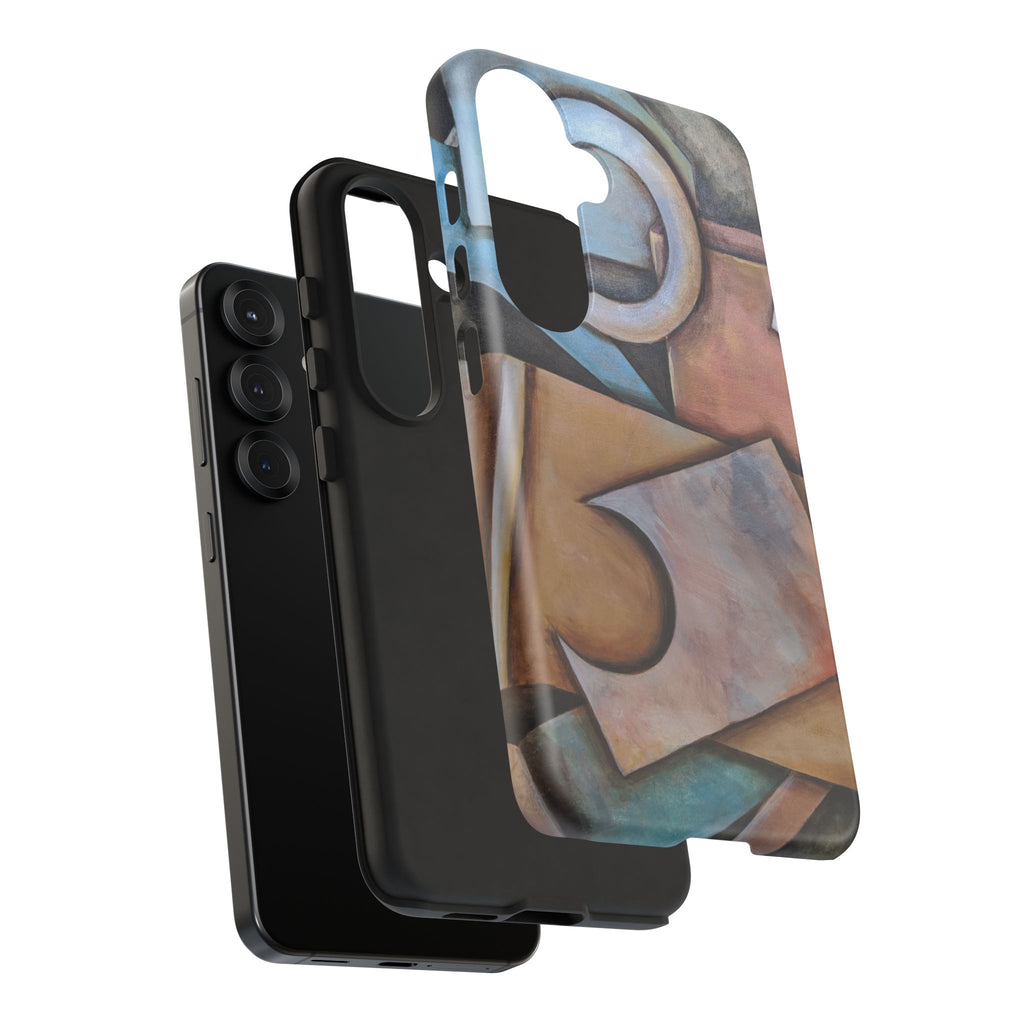 Abstract Geometric Tough Phone Case – Modern Cubist Art Protection