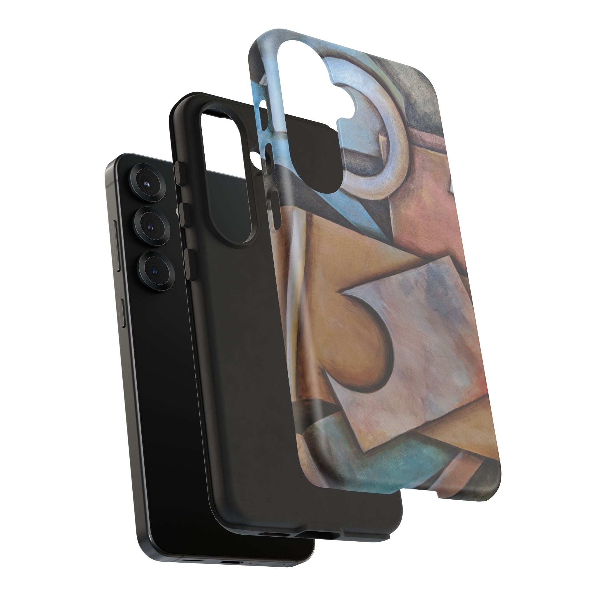 Abstract Geometric Tough Phone Case – Modern Cubist Art Protection