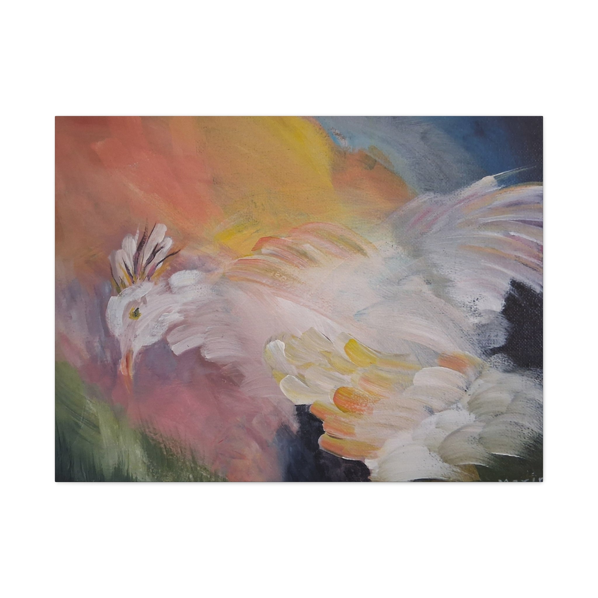RISE OF THE RADIENT HEN - Art Canvas Print — Soft Pastel Bird Wall Art, Matte Stretched 1.25"