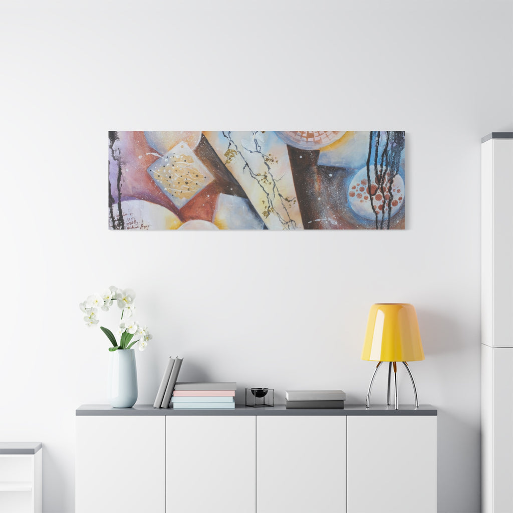 GOLDEN CARTOGRAPHY OF THE FIRE MERIDIAN - Abstract Geometric Canvas Art – Modern Stretched Matte Wall Decor
