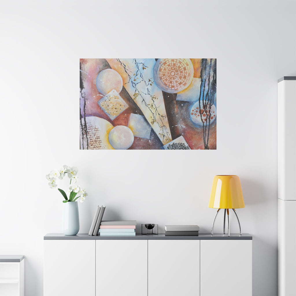 GOLDEN CARTOGRAPHY OF THE FIRE MERIDIAN - Abstract Geometric Canvas Art – Modern Stretched Matte Wall Decor