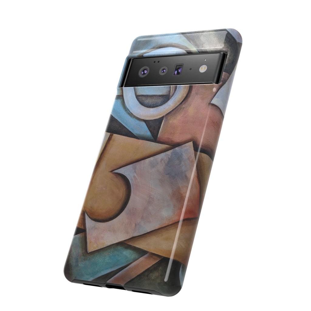 Abstract Geometric Tough Phone Case – Modern Cubist Art Protection