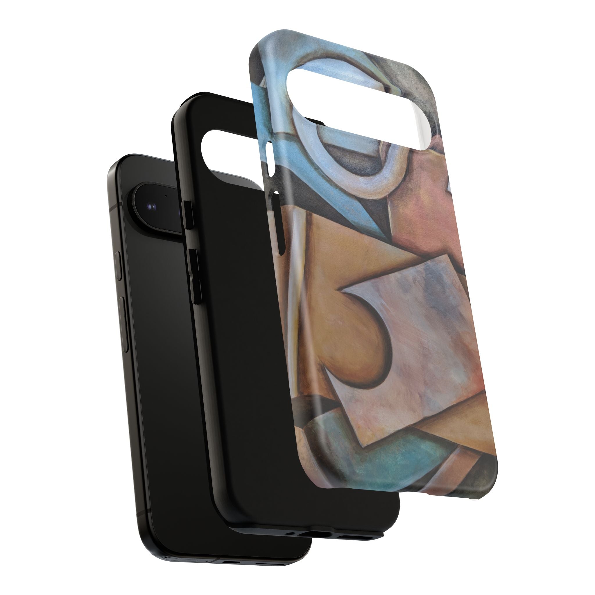 Abstract Geometric Tough Phone Case – Modern Cubist Art Protection