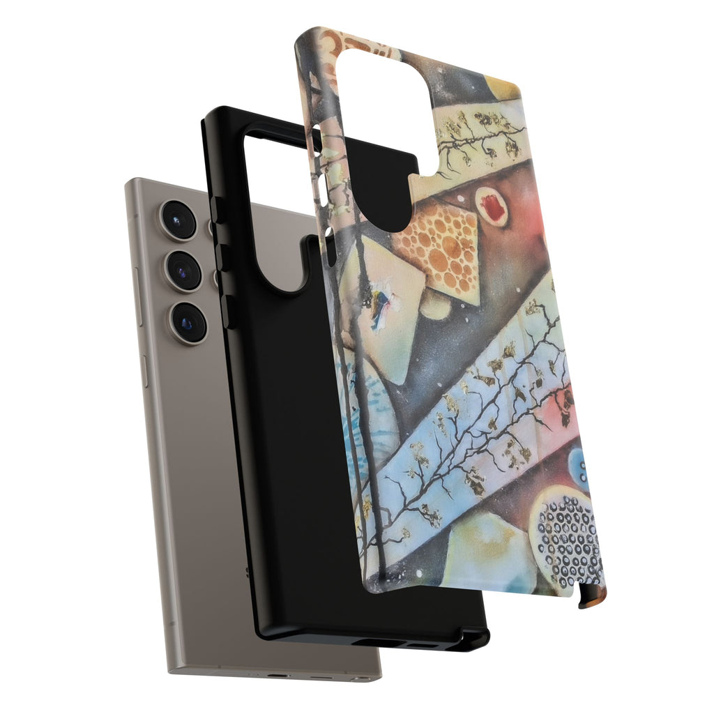 GOLDEN CARTOGRAPHY OF THE UNSEEN - Artistic Botanical Phone Case – Watercolor Nature Pattern Tough Case