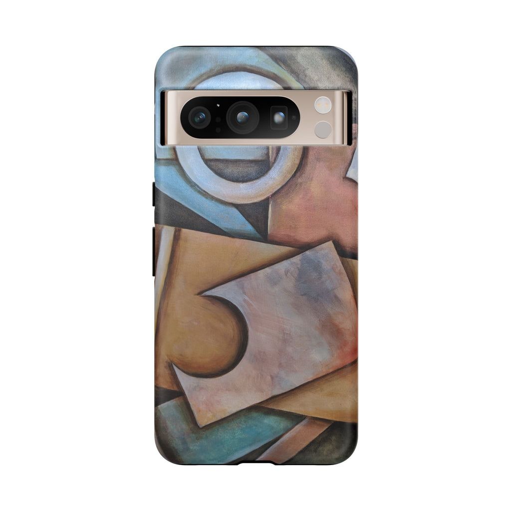 Abstract Geometric Tough Phone Case – Modern Cubist Art Protection