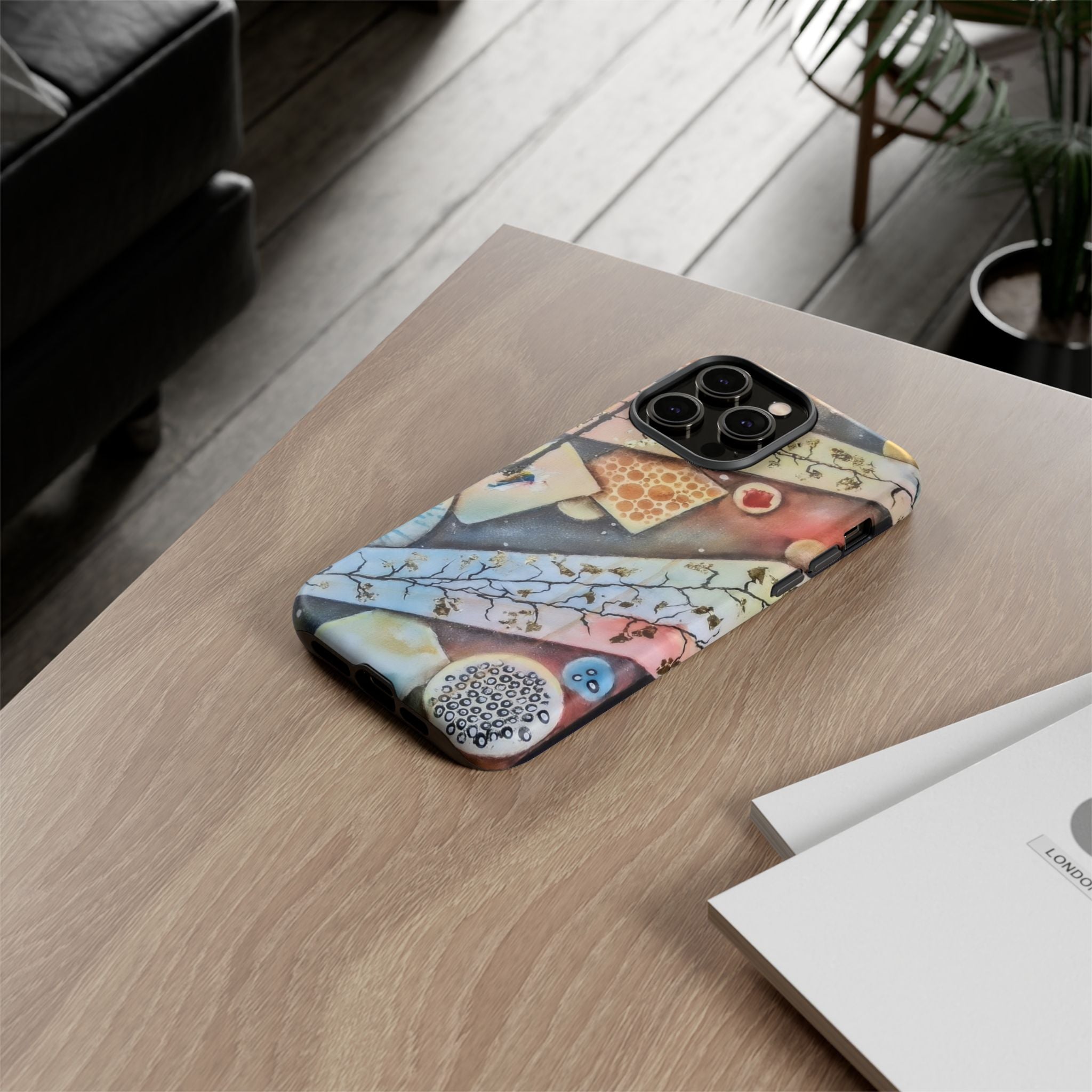 GOLDEN CARTOGRAPHY OF THE UNSEEN - Artistic Botanical Phone Case – Watercolor Nature Pattern Tough Case