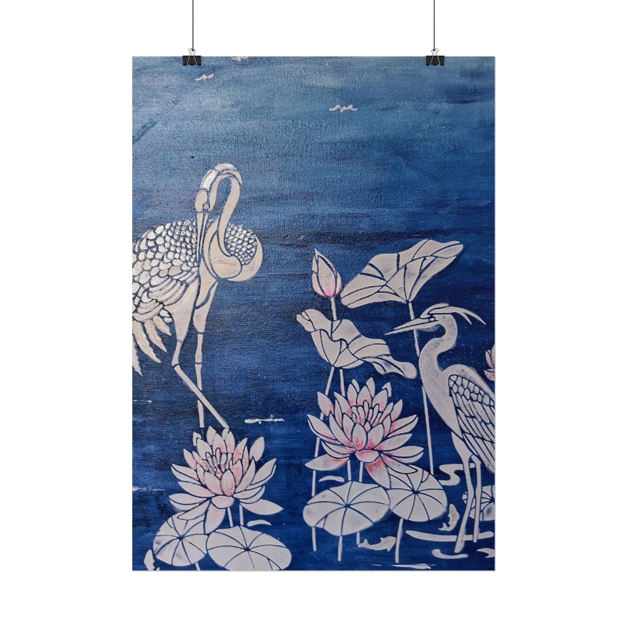 WATER LILLY SONOTA - Lotus & Heron Botanical Poster