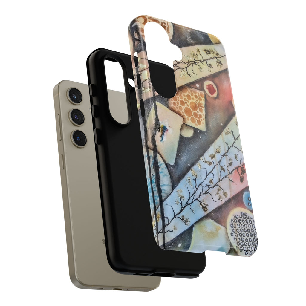 GOLDEN CARTOGRAPHY OF THE UNSEEN - Artistic Botanical Phone Case – Watercolor Nature Pattern Tough Case