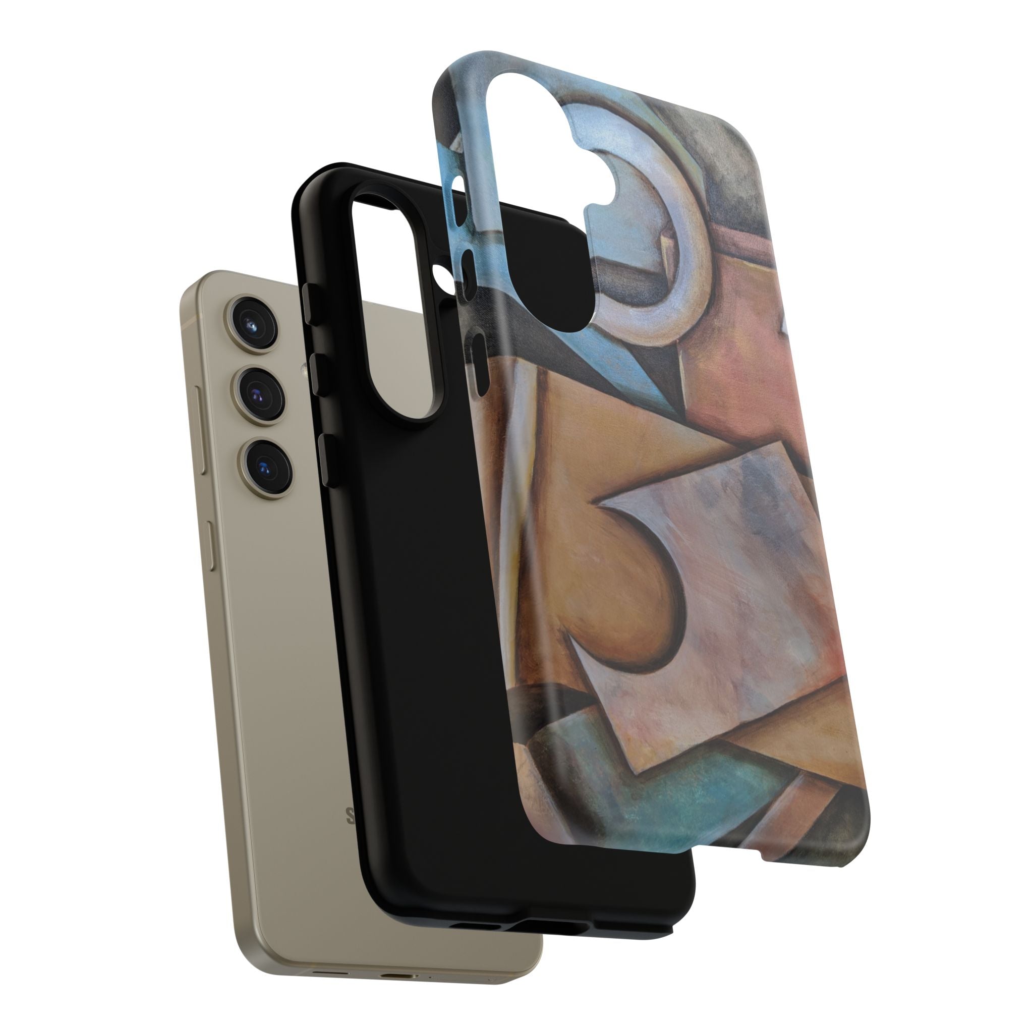 Abstract Geometric Tough Phone Case – Modern Cubist Art Protection