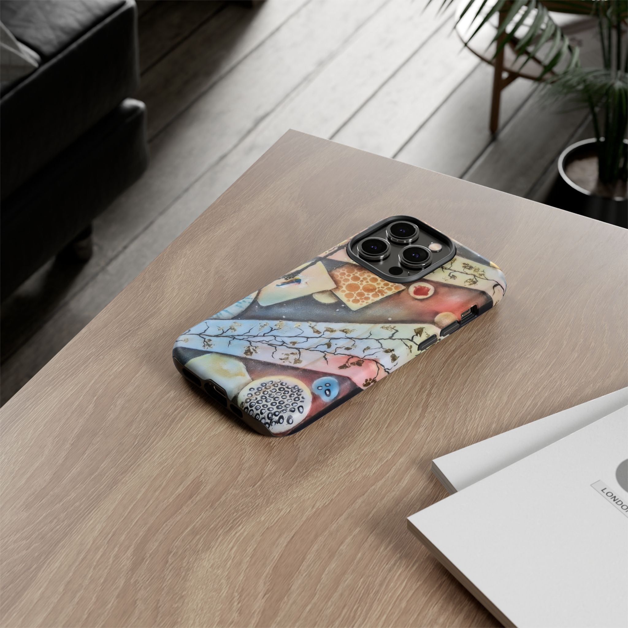 GOLDEN CARTOGRAPHY OF THE UNSEEN - Artistic Botanical Phone Case – Watercolor Nature Pattern Tough Case