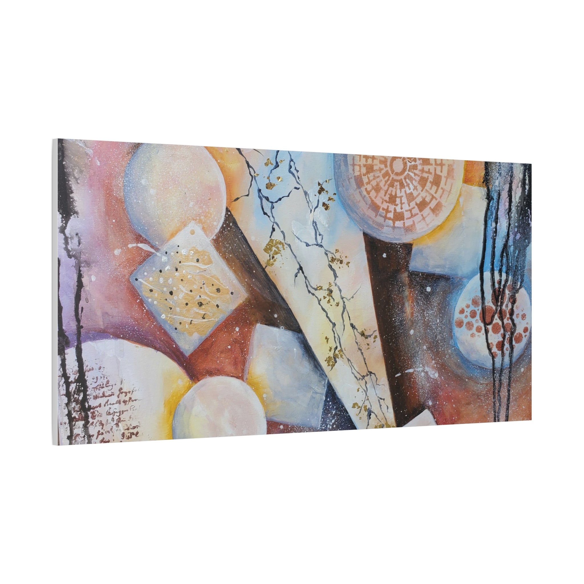 GOLDEN CARTOGRAPHY OF THE FIRE MERIDIAN - Abstract Geometric Canvas Art – Modern Stretched Matte Wall Decor