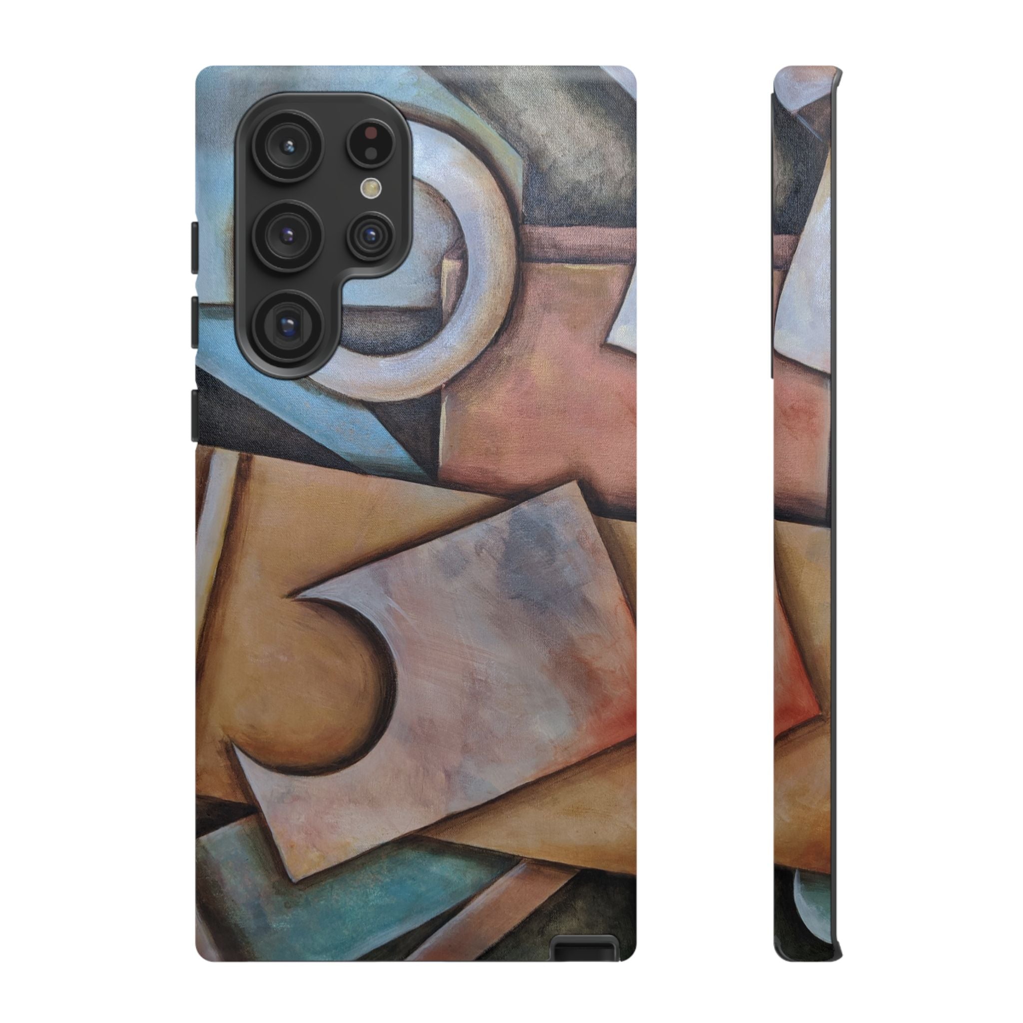 Abstract Geometric Tough Phone Case – Modern Cubist Art Protection
