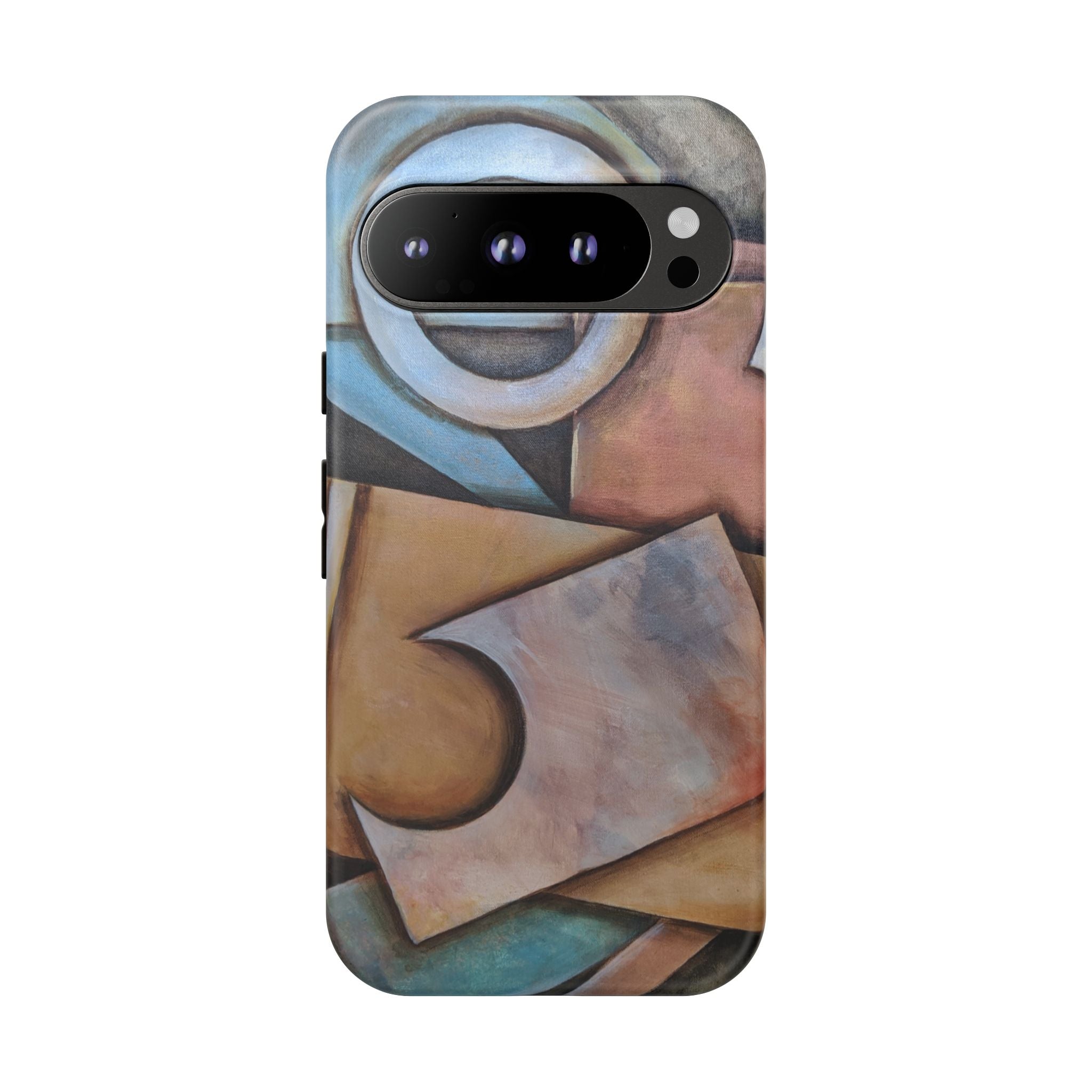 Abstract Geometric Tough Phone Case – Modern Cubist Art Protection