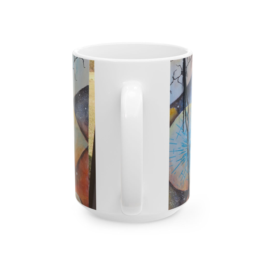 GOLDEN CARTOGRAPHY II- DRIFT OF THE BLUE REALM - Abstract Nature Ceramic Mug (11oz/15oz)