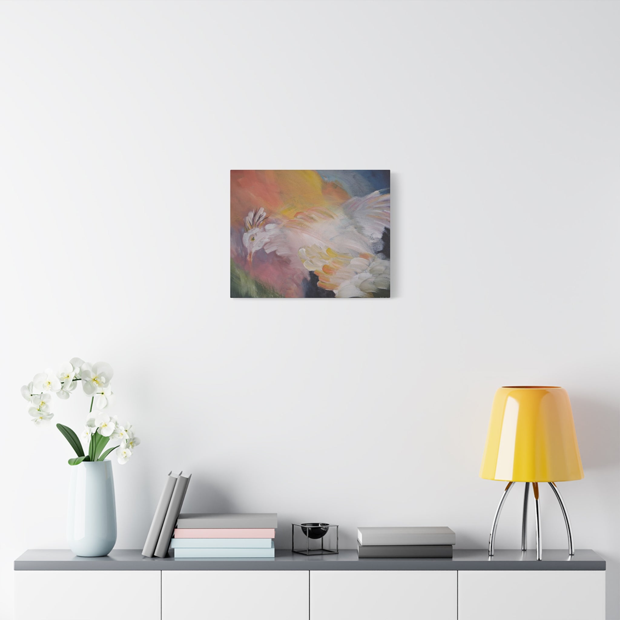 RISE OF THE RADIENT HEN - Art Canvas Print — Soft Pastel Bird Wall Art, Matte Stretched 1.25"