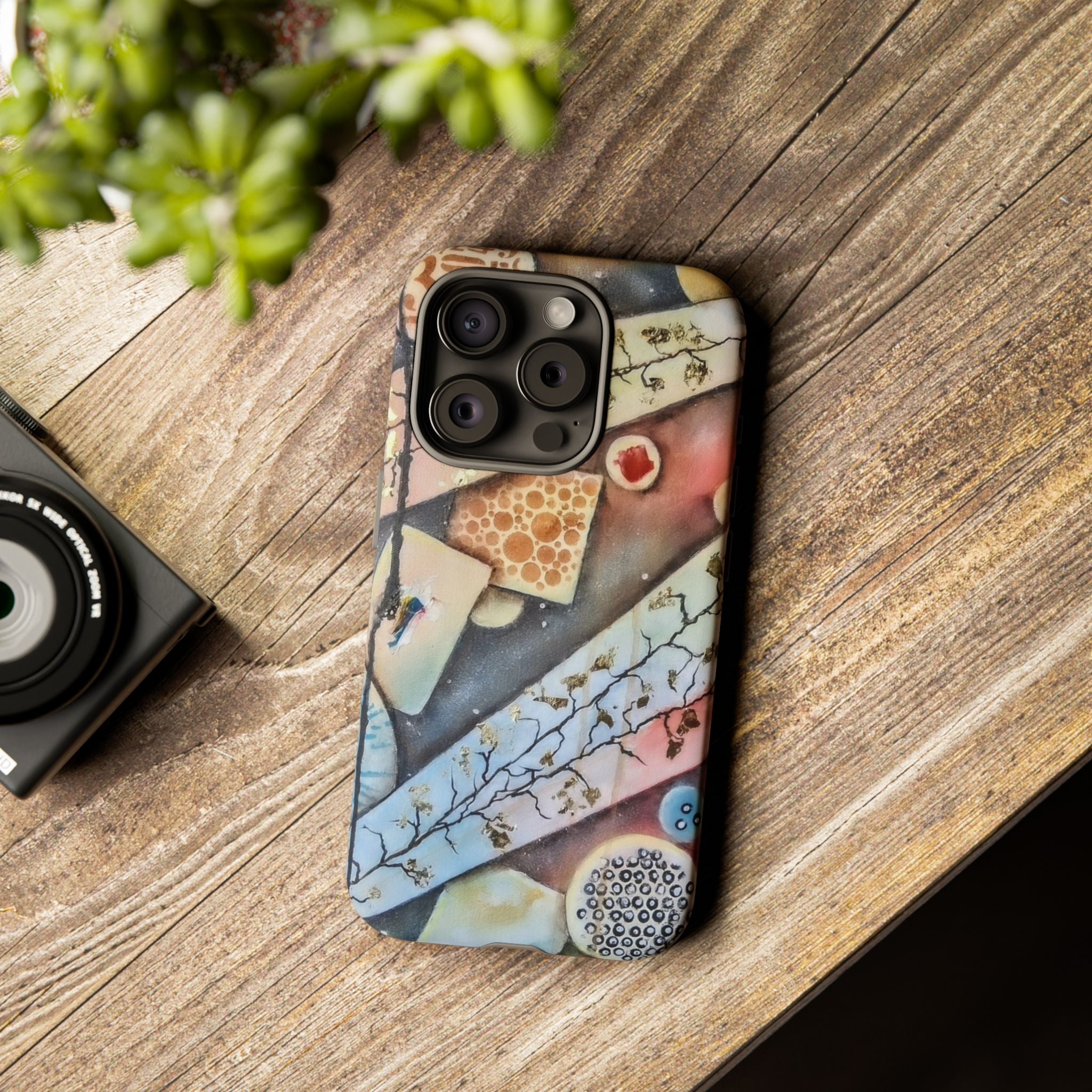 GOLDEN CARTOGRAPHY OF THE UNSEEN - Artistic Botanical Phone Case – Watercolor Nature Pattern Tough Case