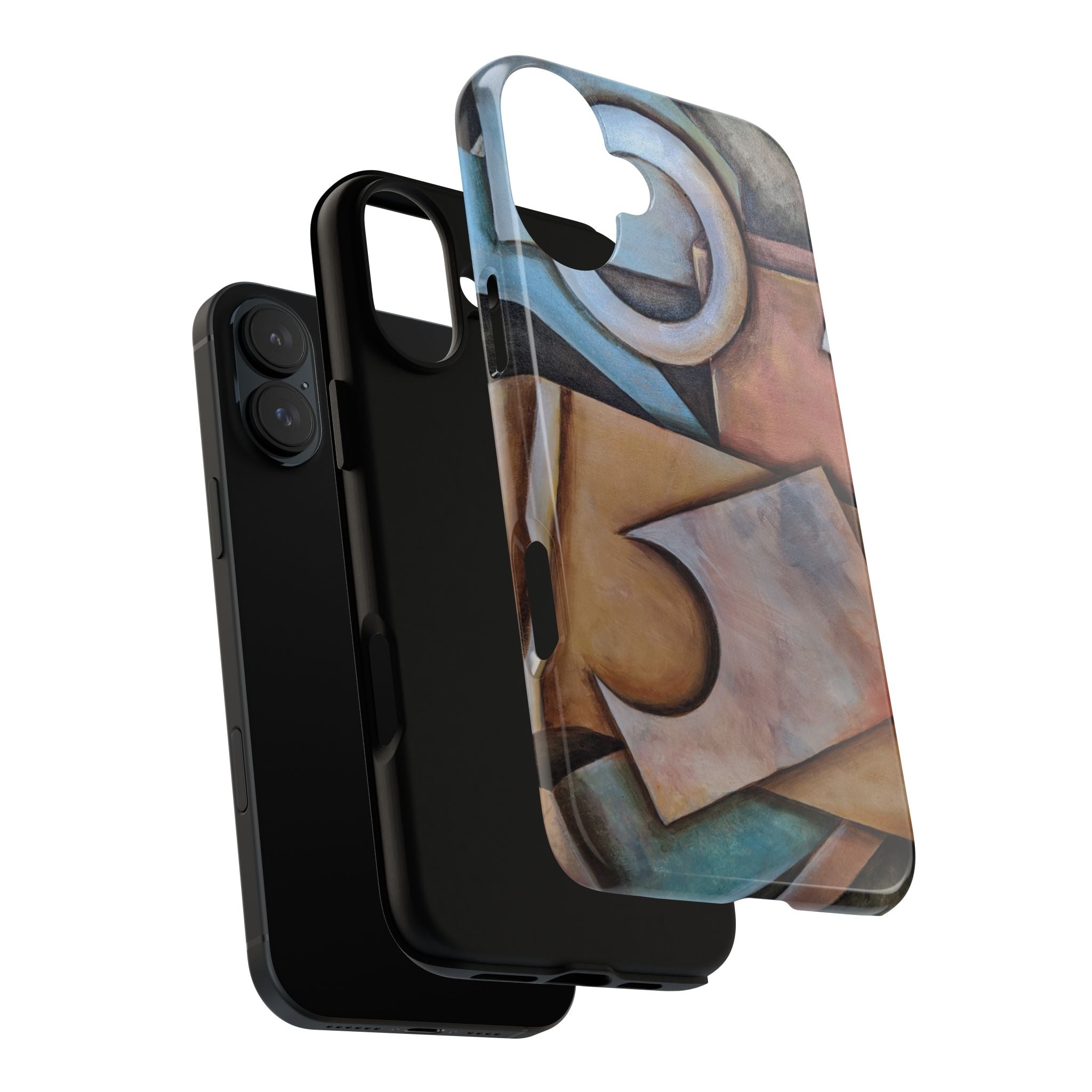 Abstract Geometric Tough Phone Case – Modern Cubist Art Protection