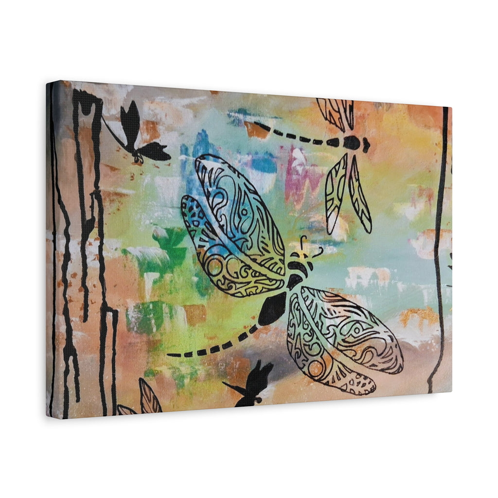 Dragonfly Wall Art Canvas — Colorful Boho Stretched Canvas Print
