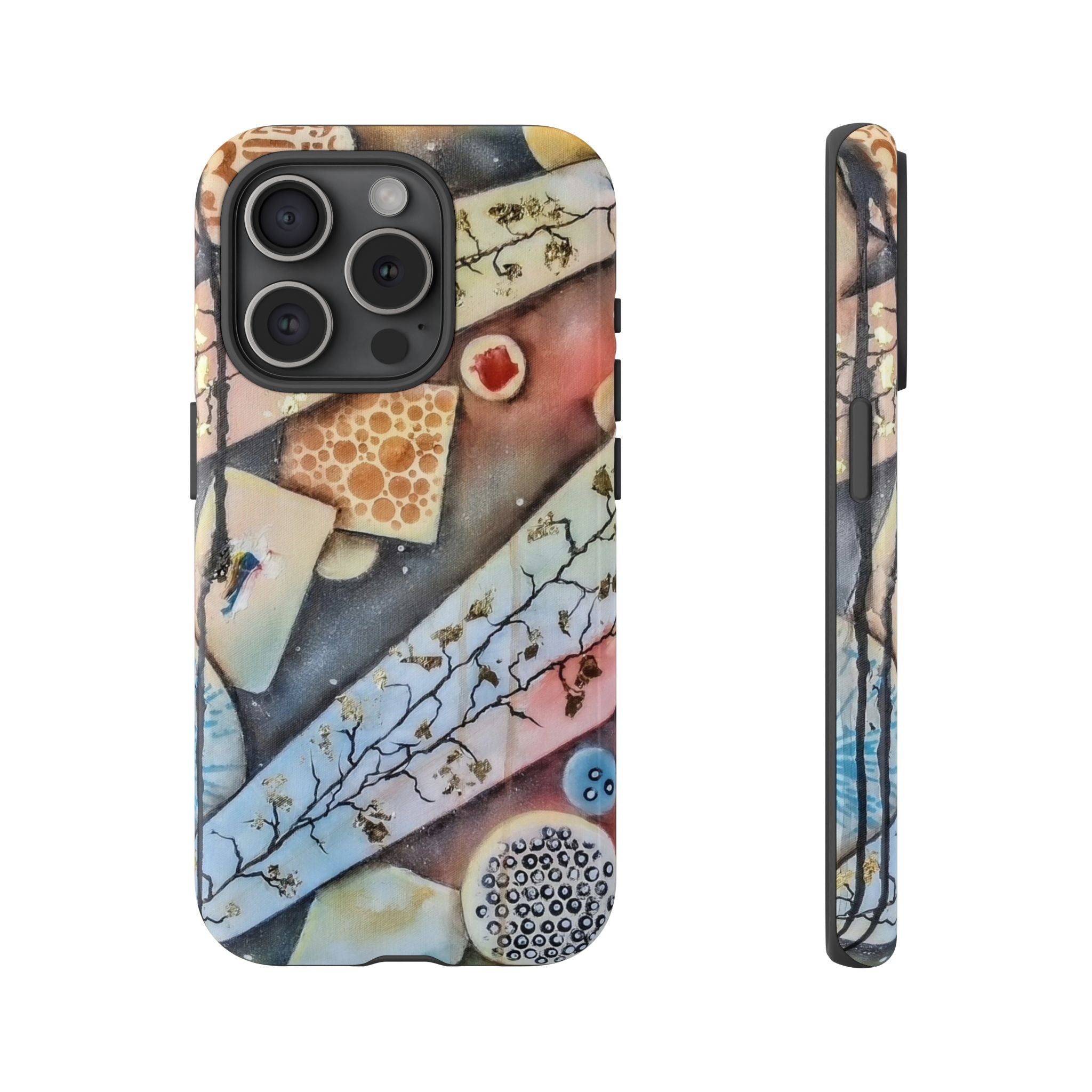 GOLDEN CARTOGRAPHY OF THE UNSEEN - Artistic Botanical Phone Case – Watercolor Nature Pattern Tough Case