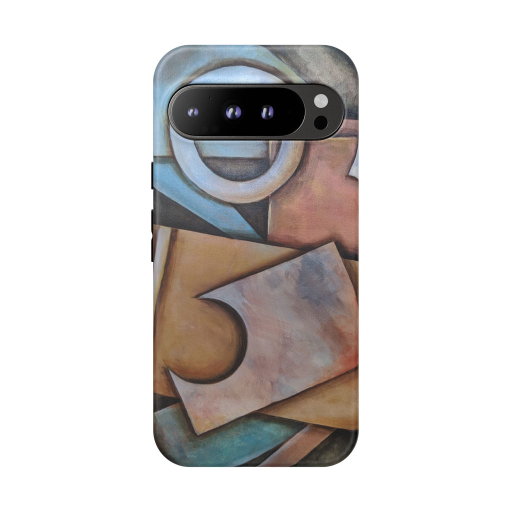 Abstract Geometric Tough Phone Case – Modern Cubist Art Protection