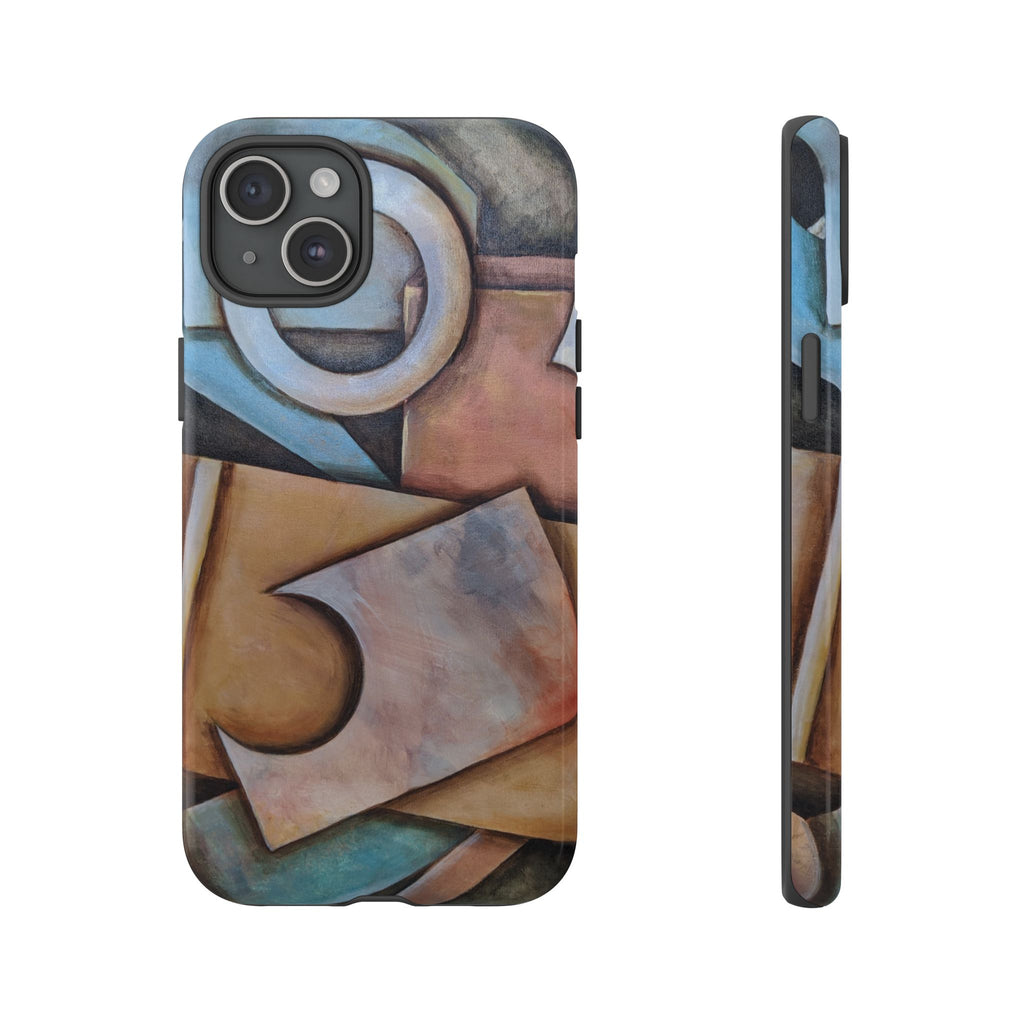 Abstract Geometric Tough Phone Case – Modern Cubist Art Protection