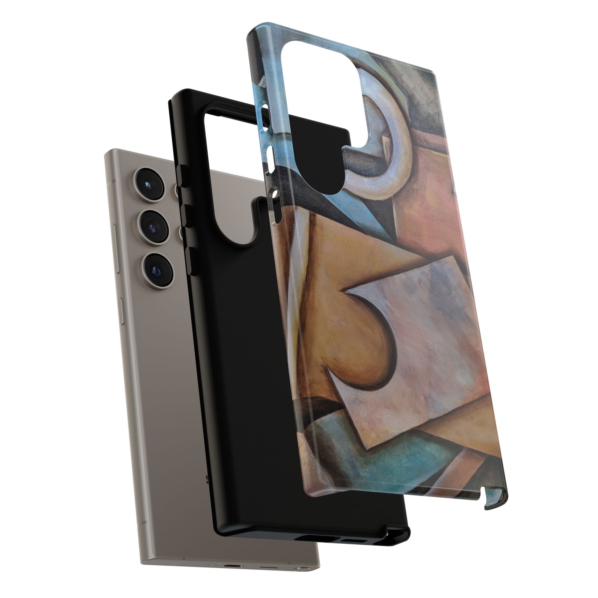 Abstract Geometric Tough Phone Case – Modern Cubist Art Protection