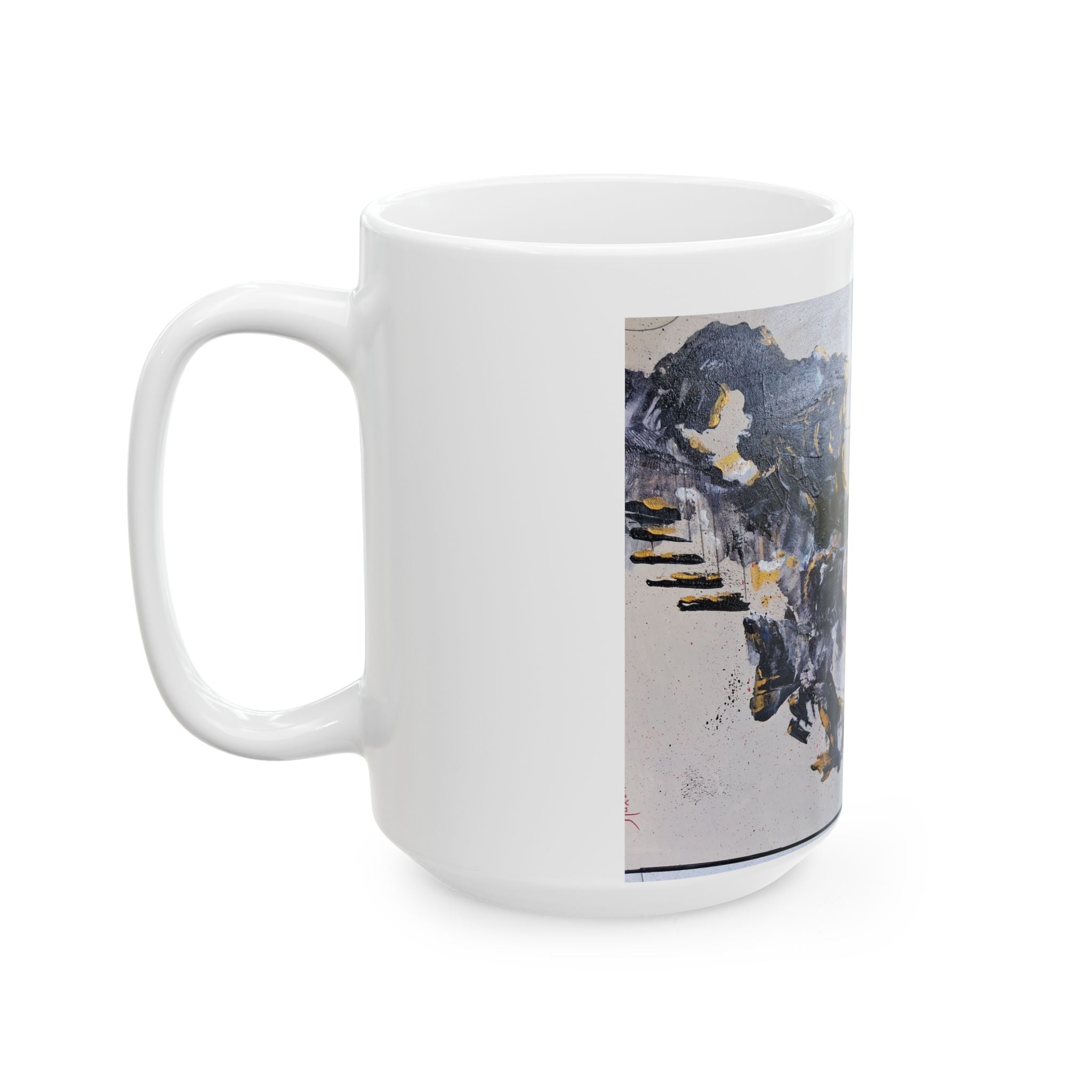 WHAT'S OVER THE RIDGE - Abstract Mountain Landscape Ceramic Mug — Minimalist Art Coffee Cup (11oz, 15oz)
