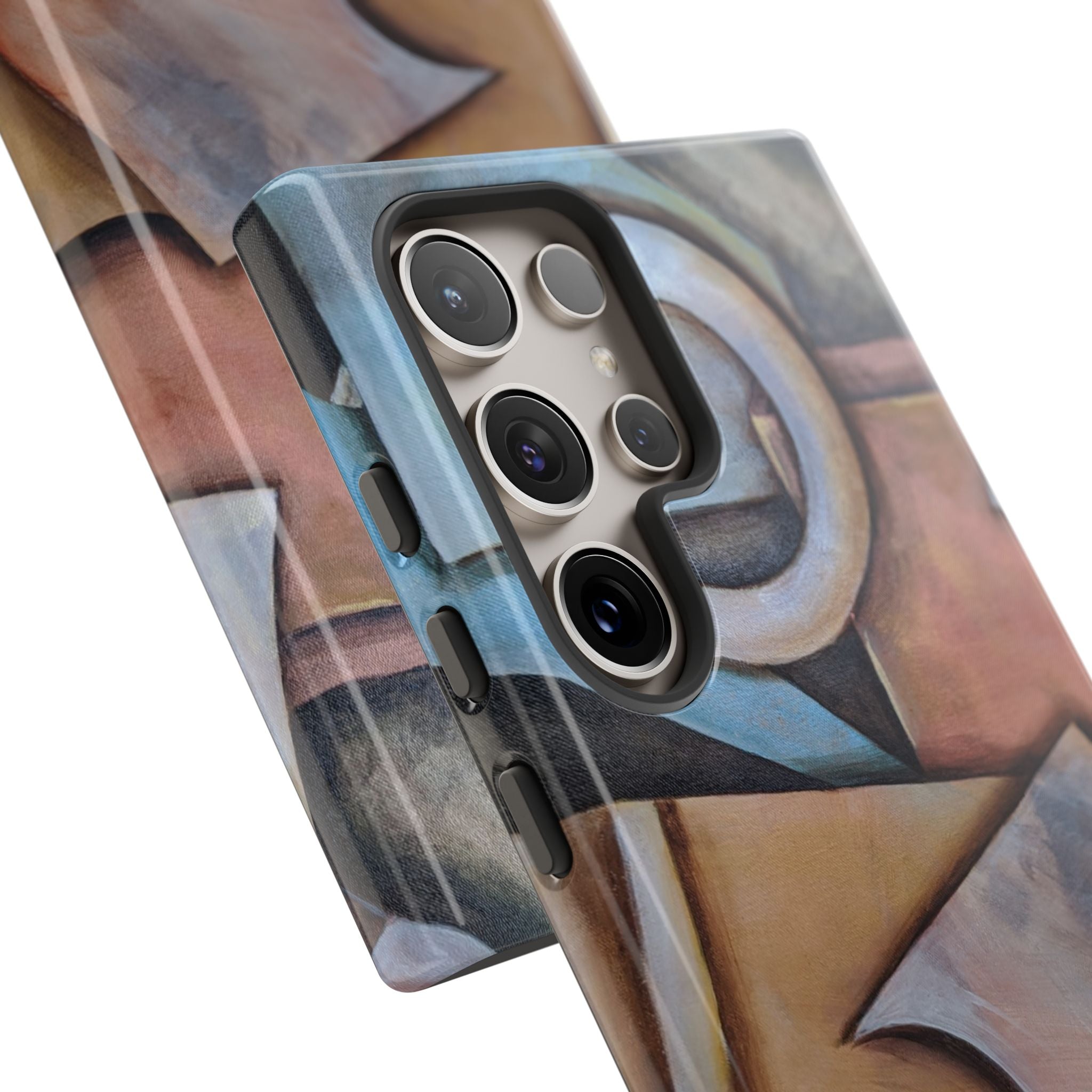 Abstract Geometric Tough Phone Case – Modern Cubist Art Protection