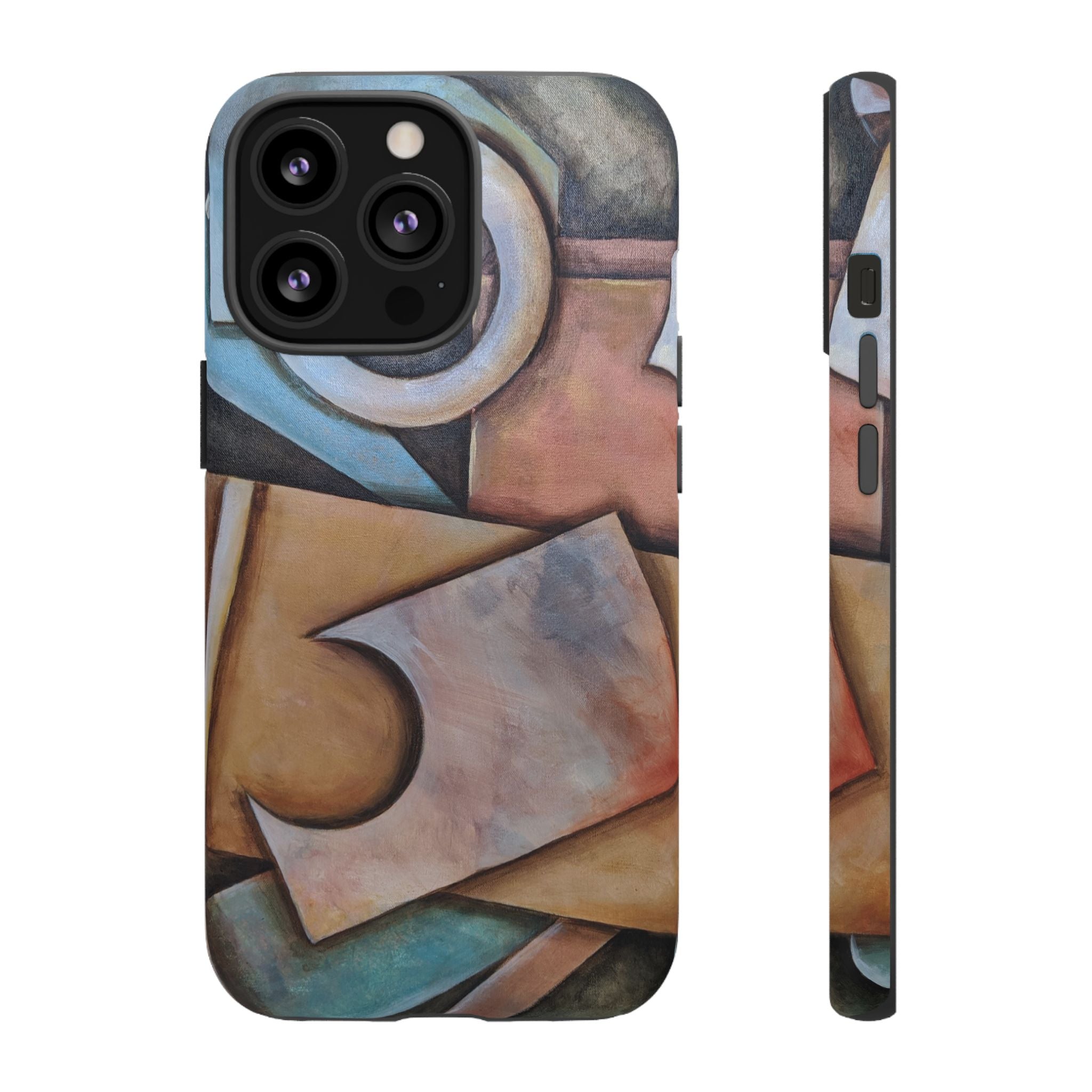 Abstract Geometric Tough Phone Case – Modern Cubist Art Protection