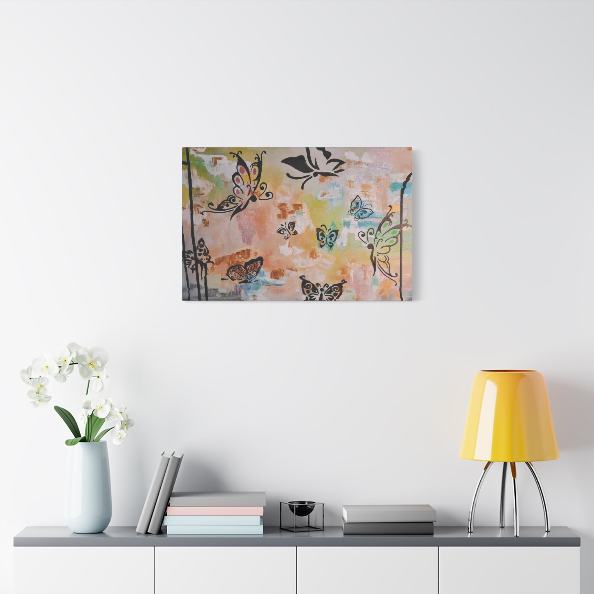 GUARDIANS OF THE FLOWERS - Butterfly Abstract Matte Canvas Wall Art – Stretched 1.25"Deep