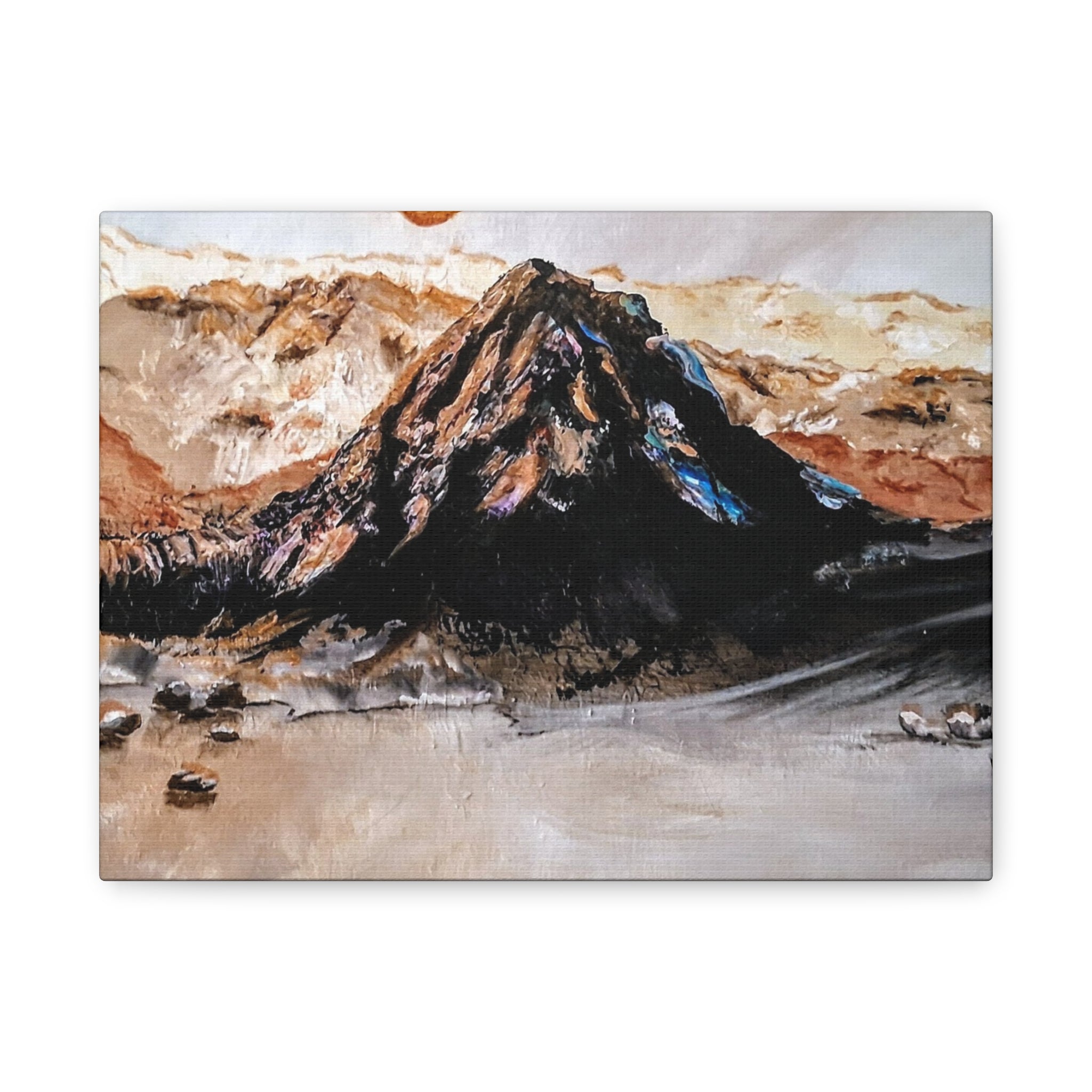 MOON OVER THE MOUNTAINS - Abstract Mountain Landscape Canvas Print — Matte Stretched Wall Art