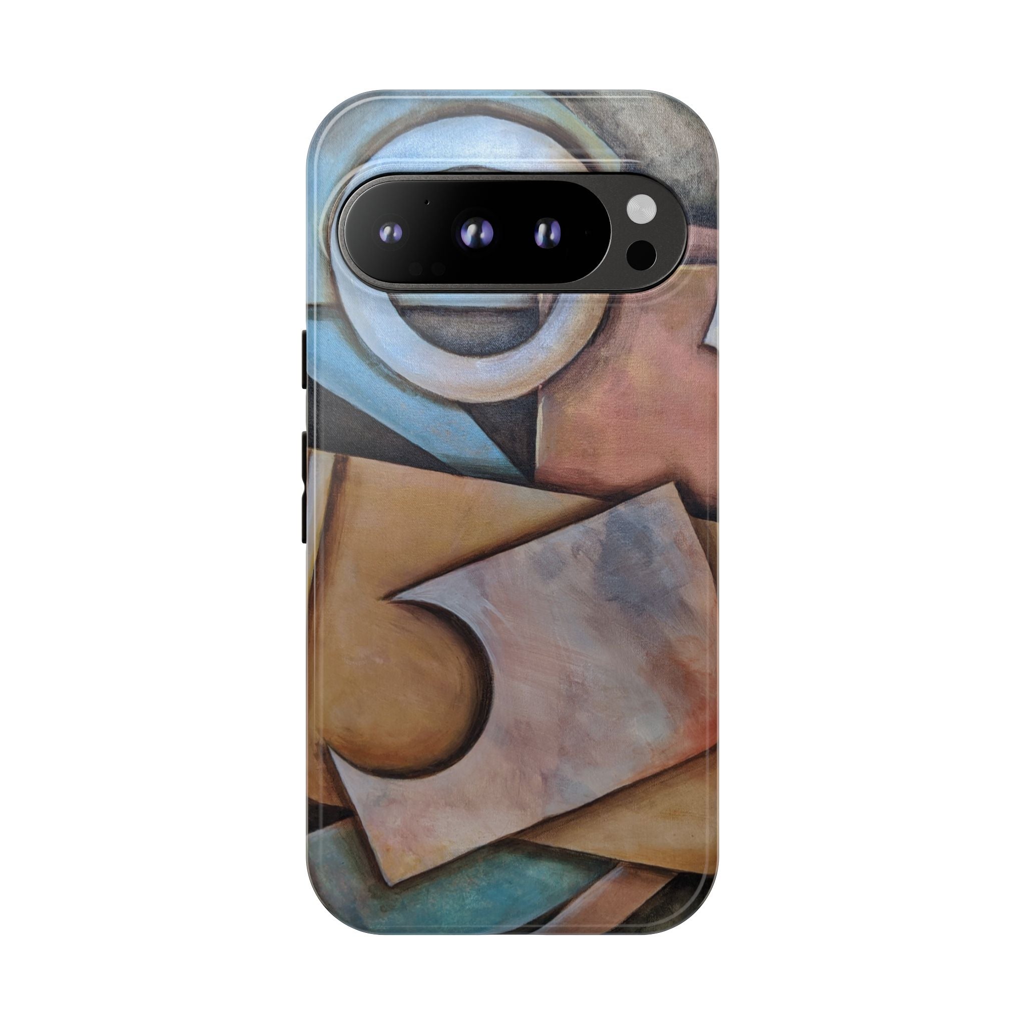 Abstract Geometric Tough Phone Case – Modern Cubist Art Protection