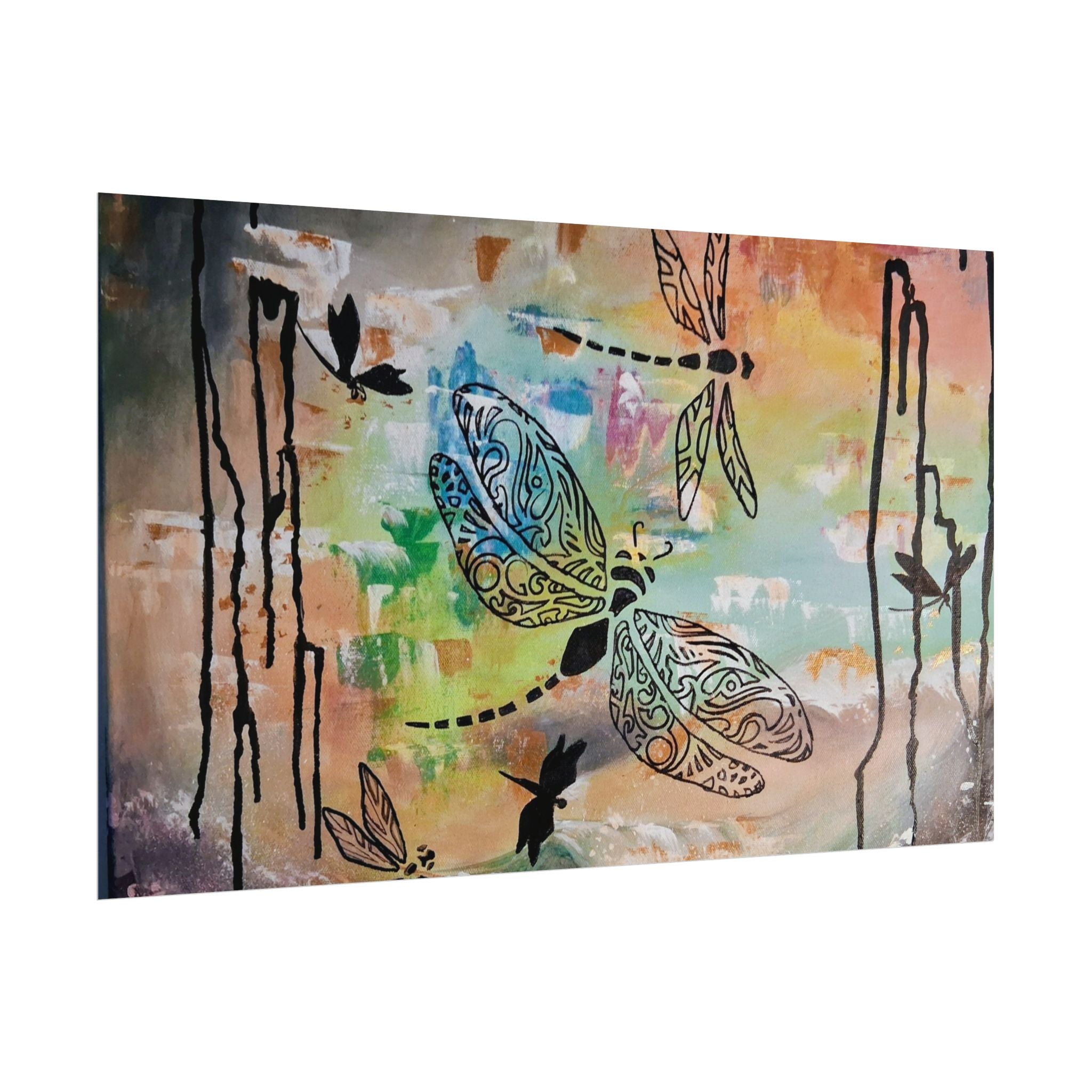 GUARDIANS OF THE LAND - Dragonfly Art Poster — Textured Matte Wall Print