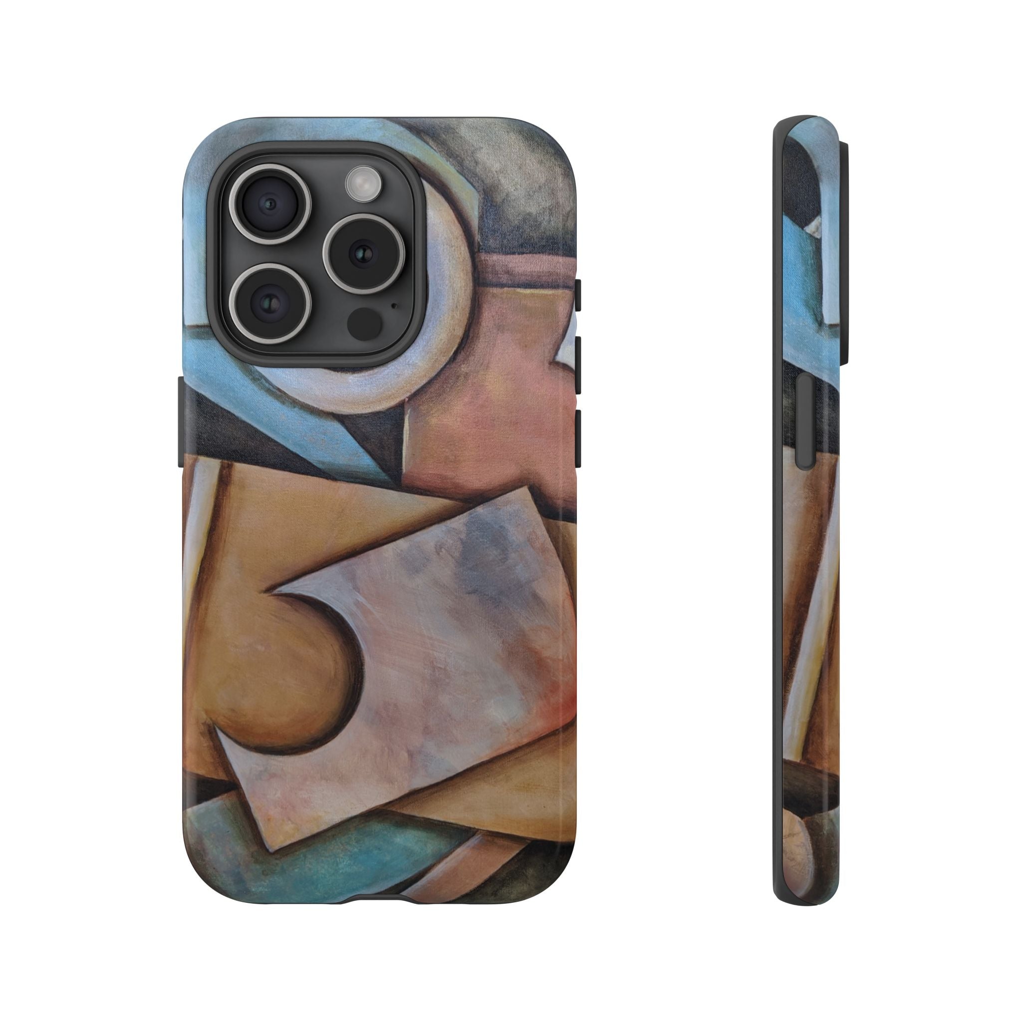 Abstract Geometric Tough Phone Case – Modern Cubist Art Protection