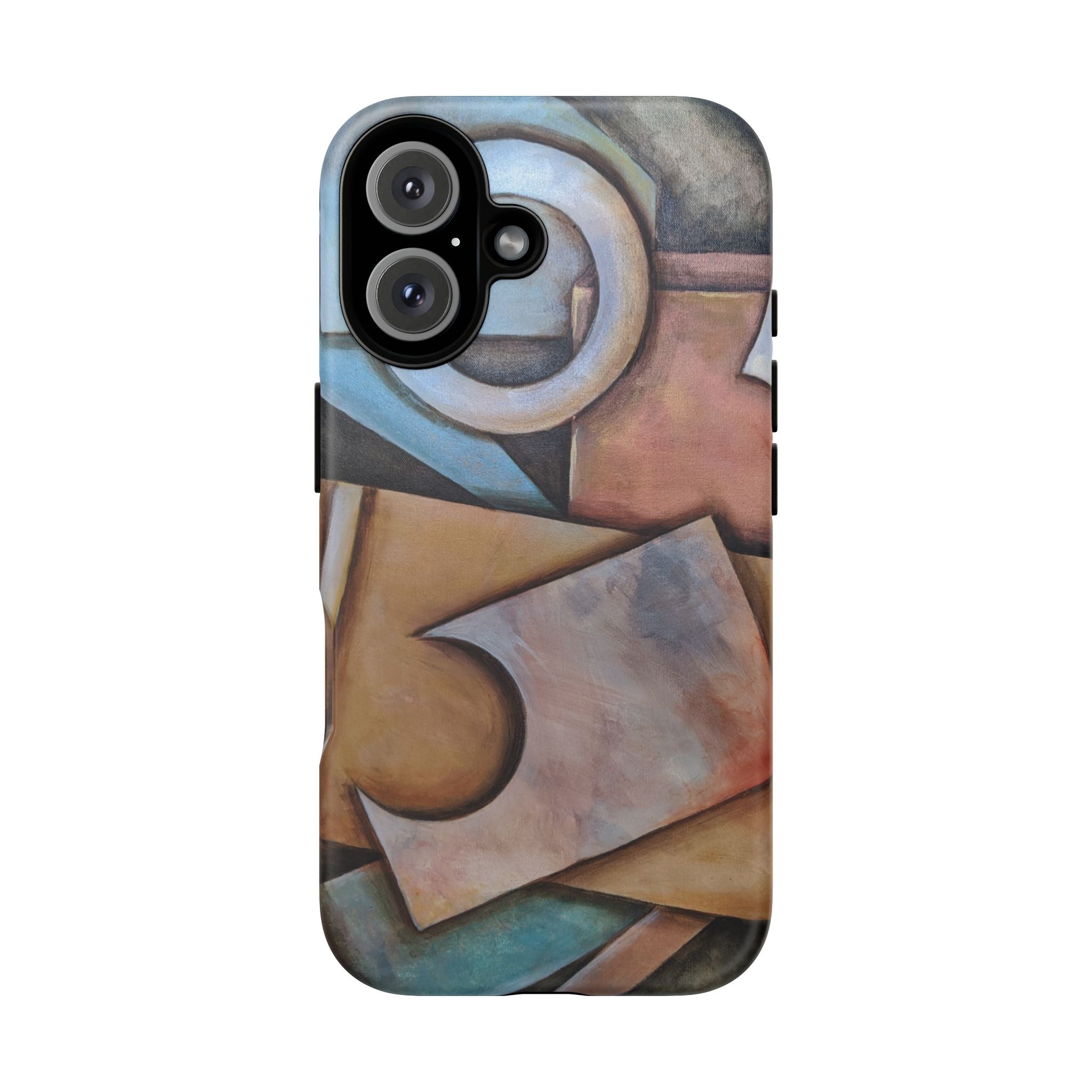 Abstract Geometric Tough Phone Case – Modern Cubist Art Protection