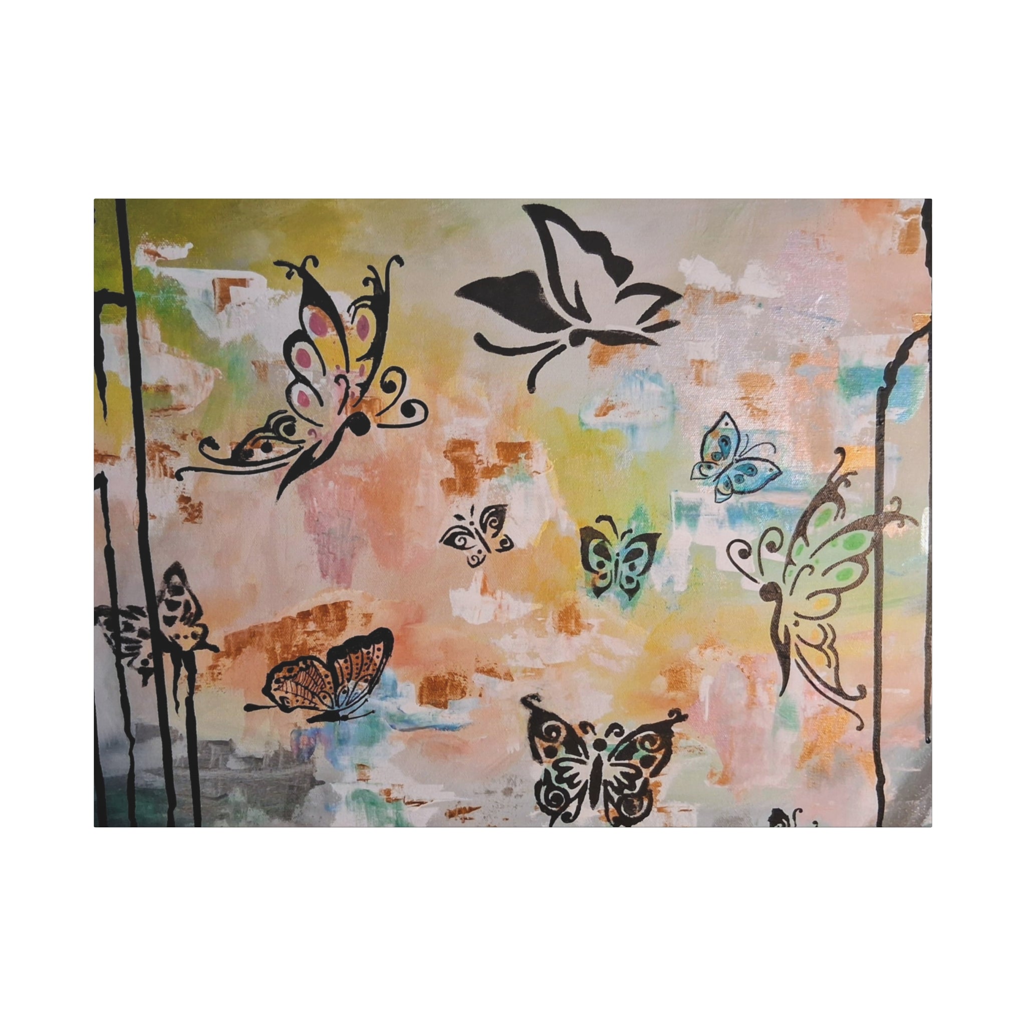 GUARDIANS OF THE FLOWERS - Butterfly Abstract Matte Canvas Wall Art – Stretched 1.25"Deep