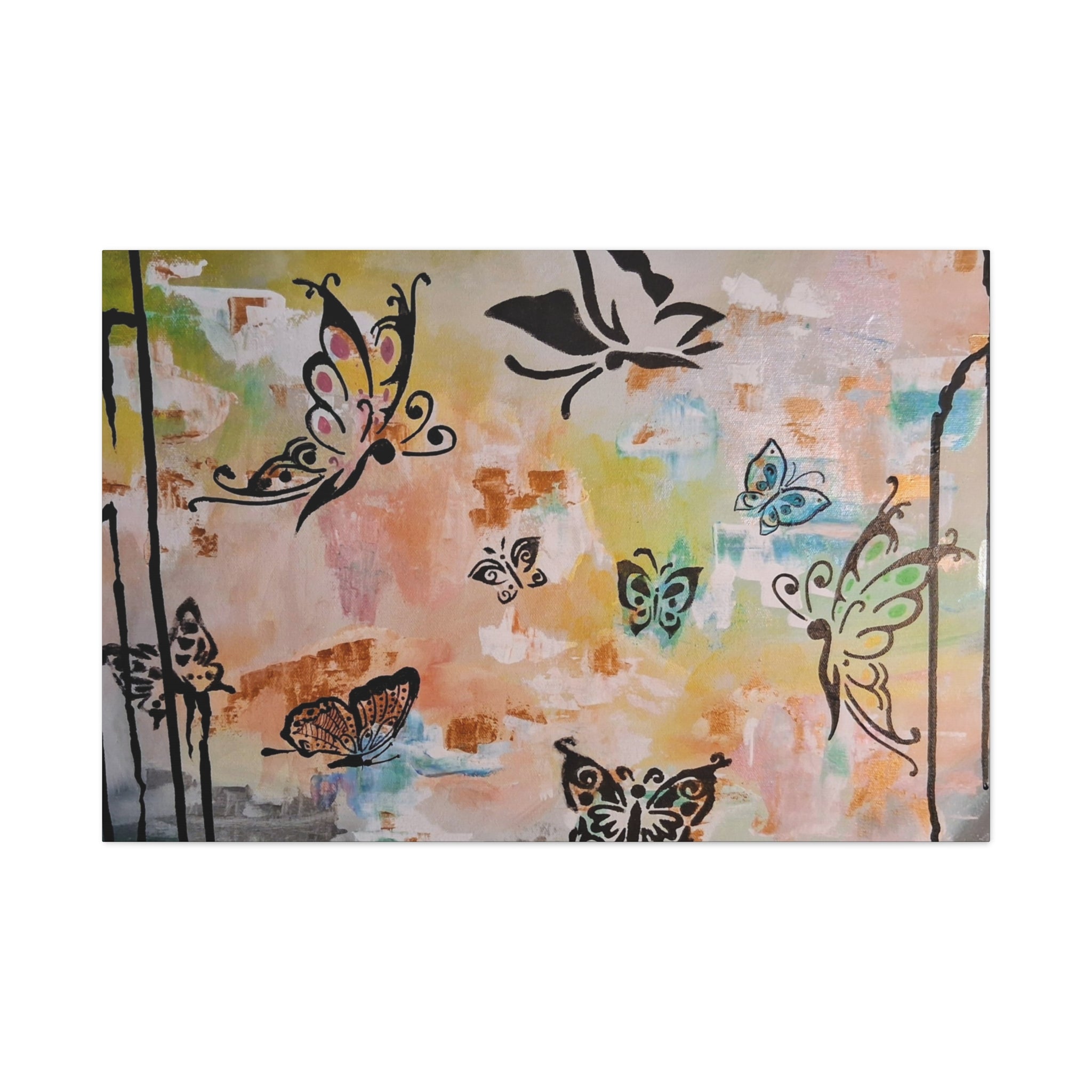 GUARDIANS OF THE FLOWERS - Butterfly Abstract Matte Canvas Wall Art – Stretched 1.25"Deep