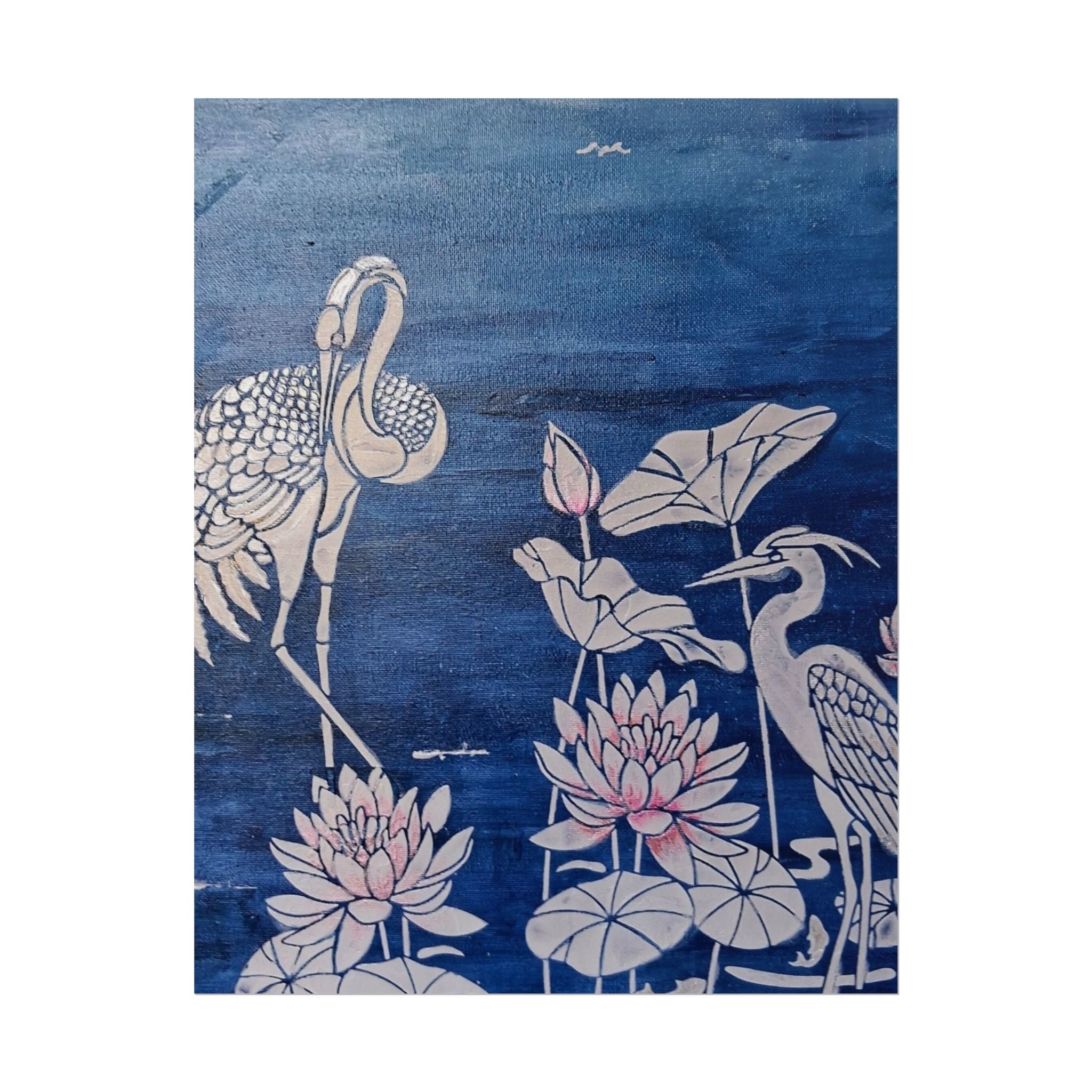 WATER LILLY SONOTA - Lotus & Heron Botanical Poster