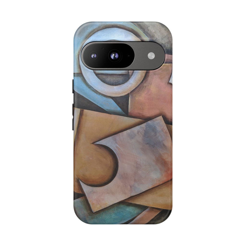 Abstract Geometric Tough Phone Case – Modern Cubist Art Protection