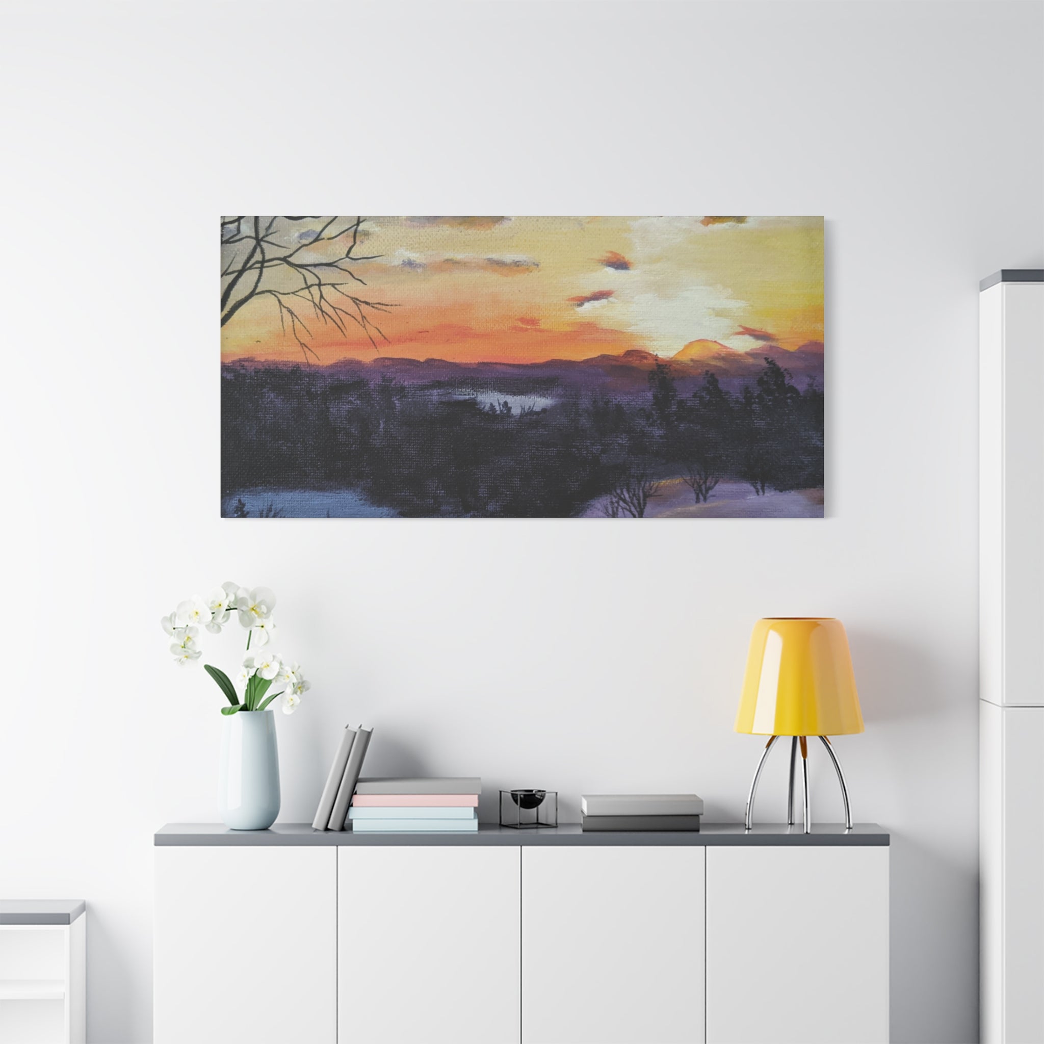 EVENING IN THE SHANDOAH VALLY - Sunset Winter Landscape Canvas Print — Matte Stretched Wall Art