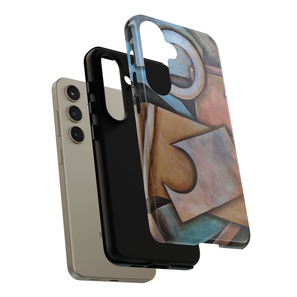 Abstract Geometric Tough Phone Case – Modern Cubist Art Protection