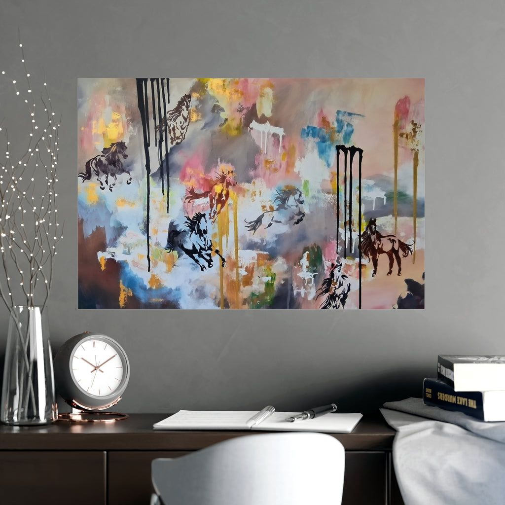 GUARDIAN OF THE QUIET PLAINS -Abstract Horse Art Poster — Matte Horizontal/Vertical Wall Print