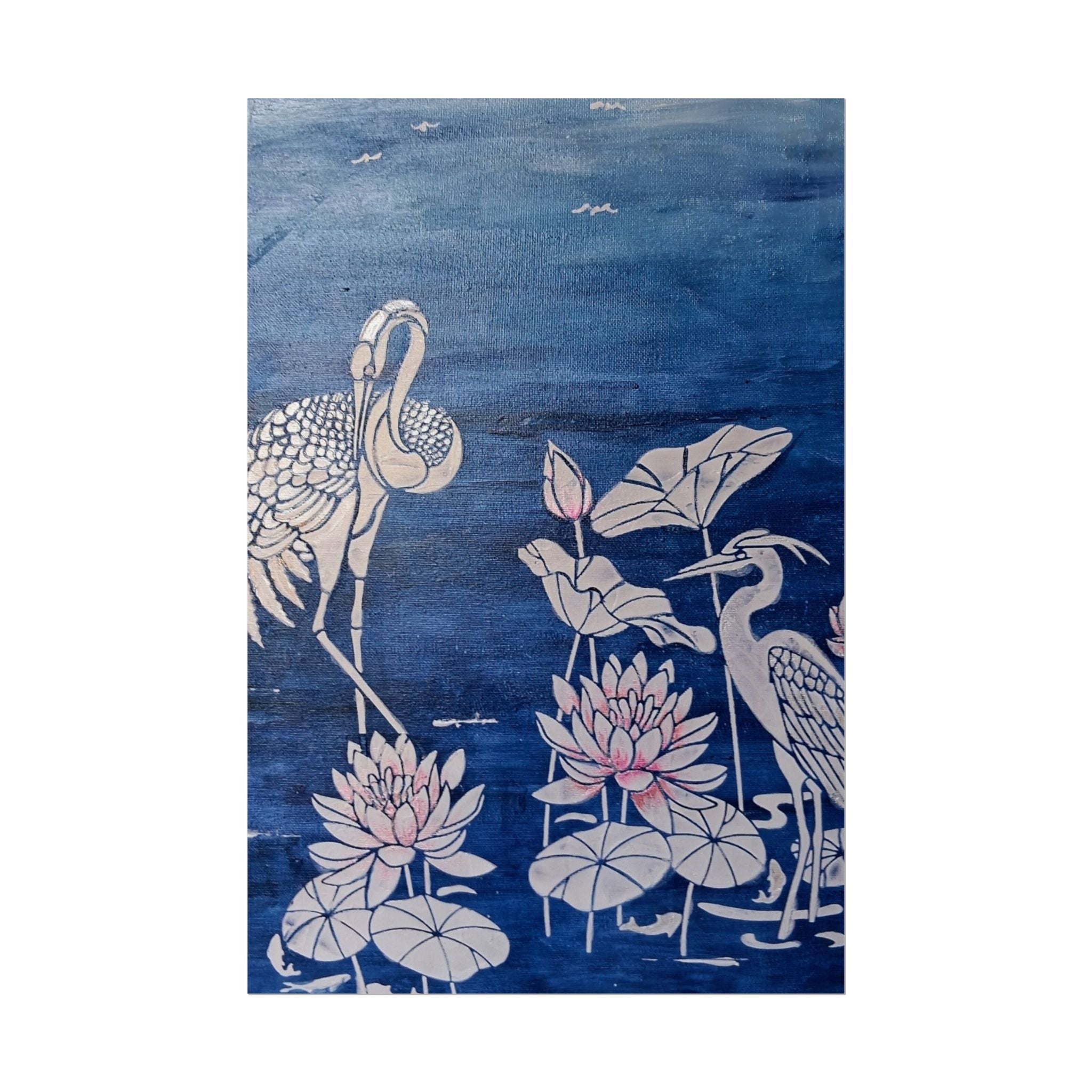 WATER LILLY SONOTA - Lotus & Heron Botanical Poster